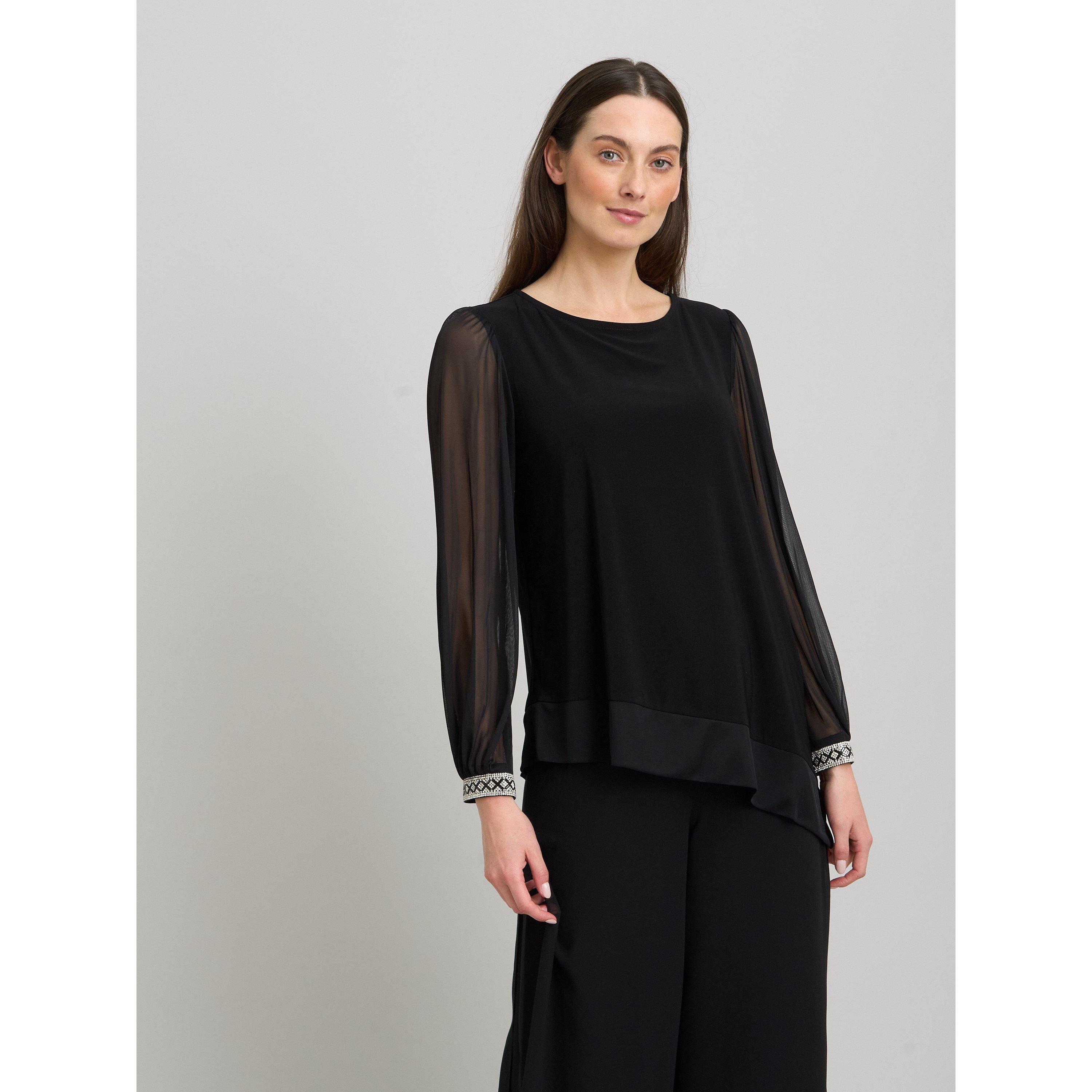 Black - Gina Bacconi - Jillian Sheer Sleeve Blouse - 5