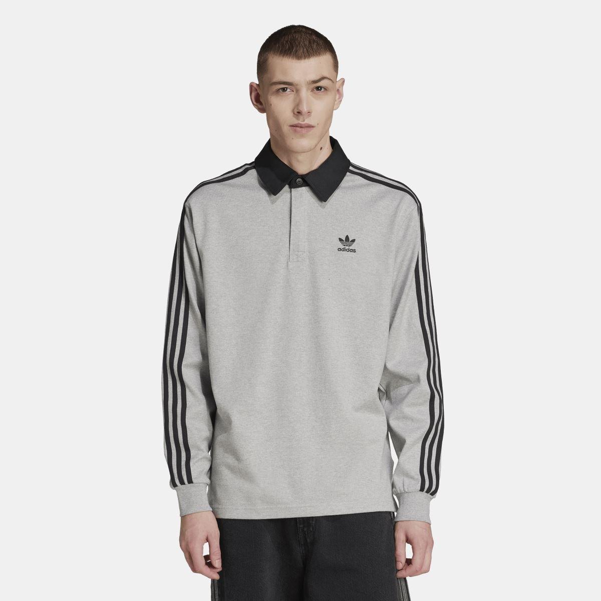 Grey - adidas Originals - Adicolor Rugby Polo Shirt - 3