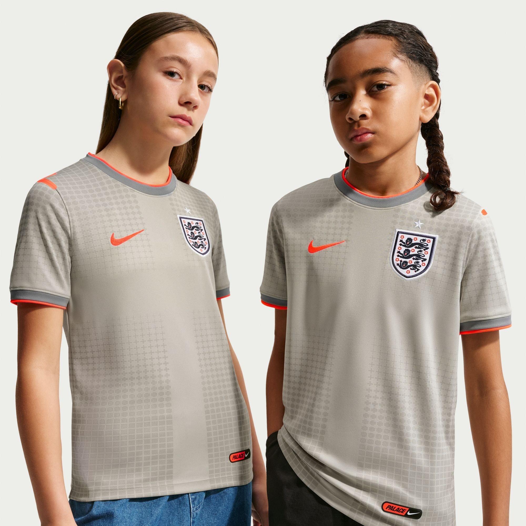 Grey/Red - Nike - Kids England x Palace 2026 Pre-Match Short Sleeve Jersey - 1