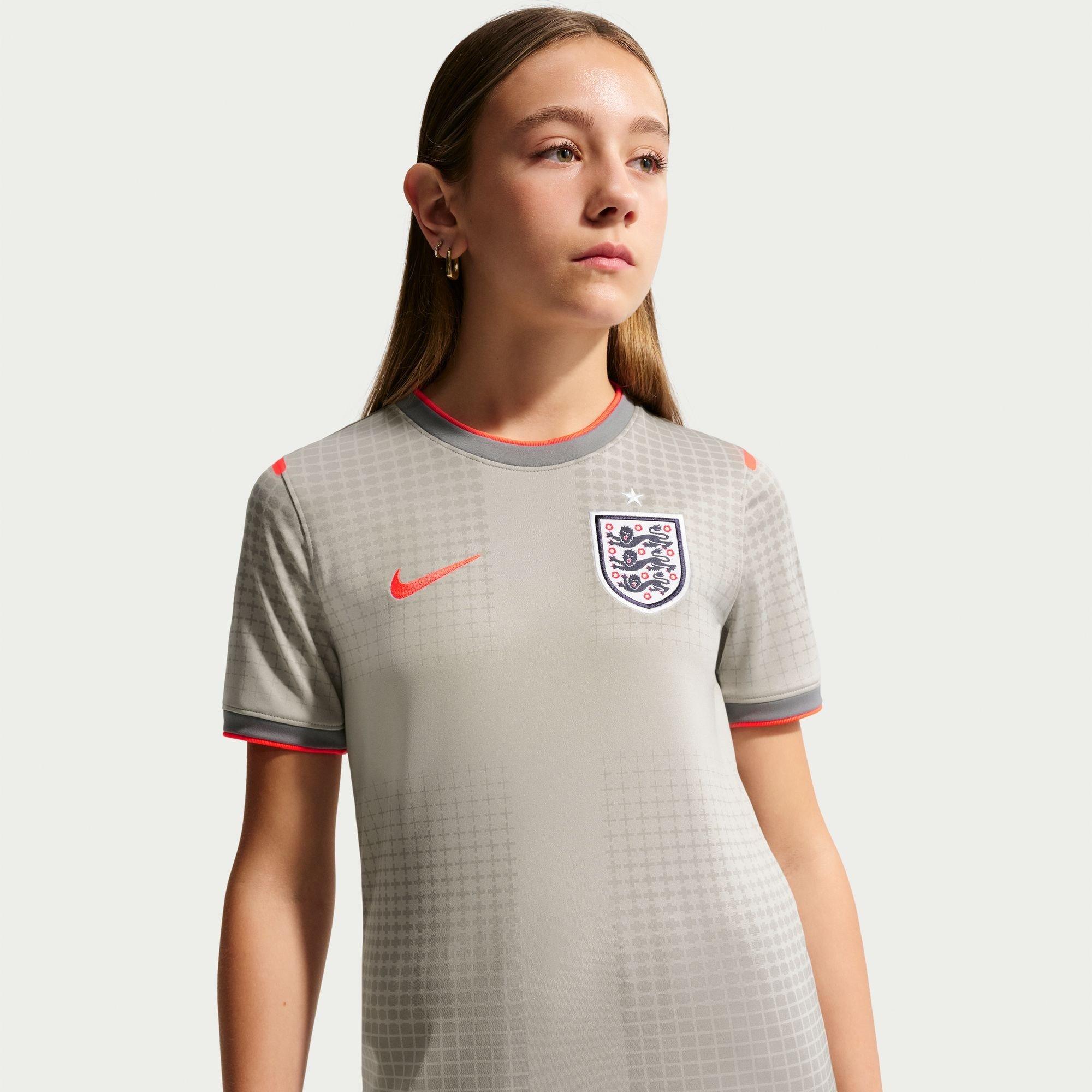Grey/Red - Nike - Kids England x Palace 2026 Pre-Match Short Sleeve Jersey - 2