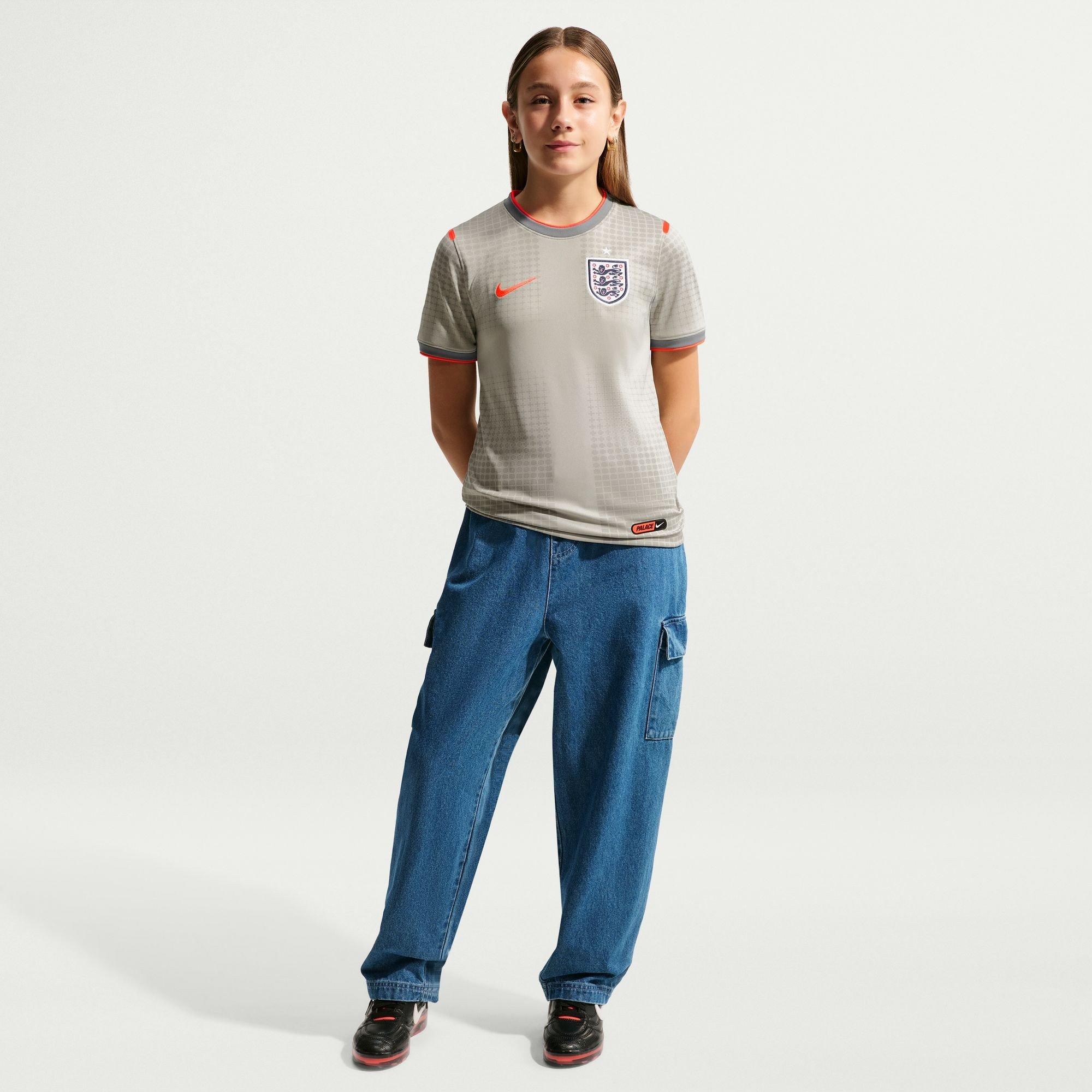 Grey/Red - Nike - Kids England x Palace 2026 Pre-Match Short Sleeve Jersey - 7