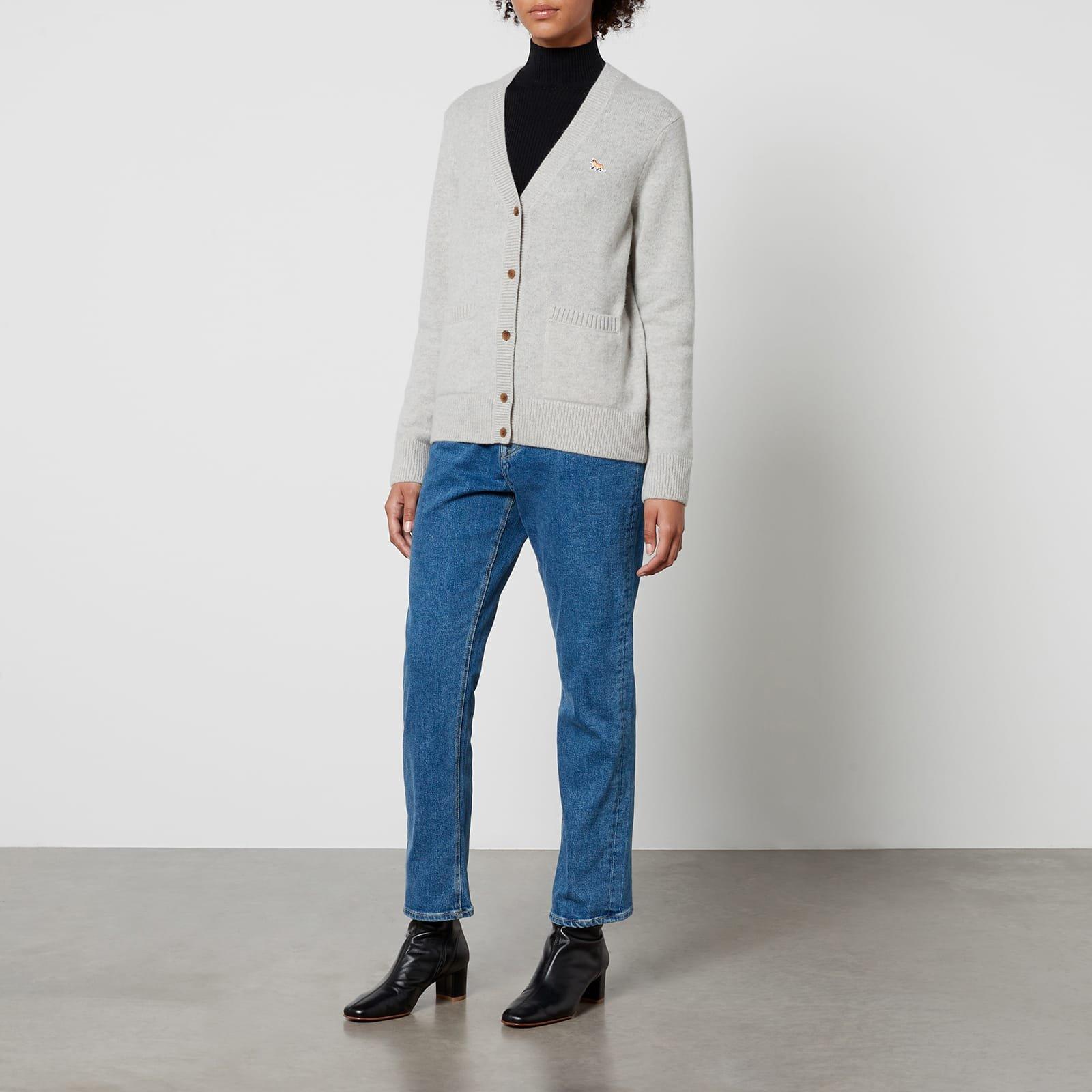 Grey - Maison Kitsune - Baby Fox Patch Boxy Cardigan - 3
