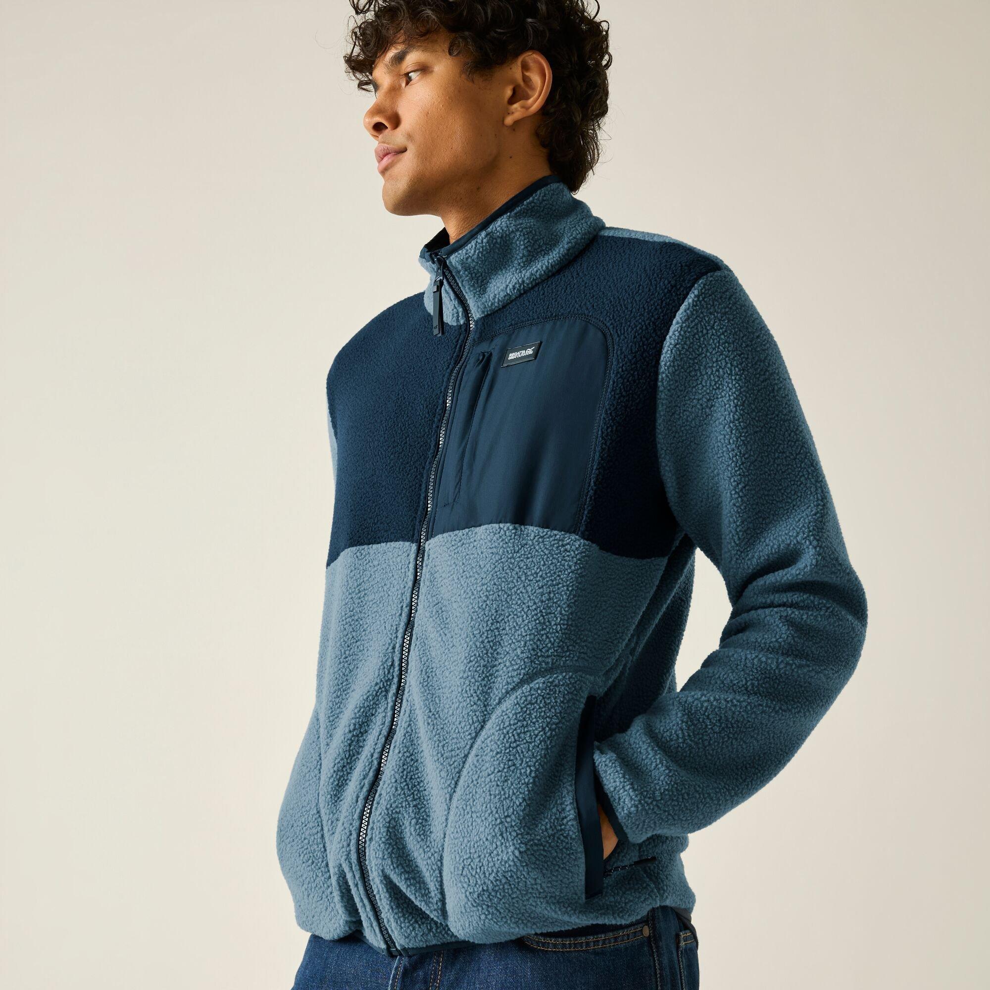 Grey Mirage/Nav - Regatta - Mens Frankie Borg Colour Block Fleece - 4