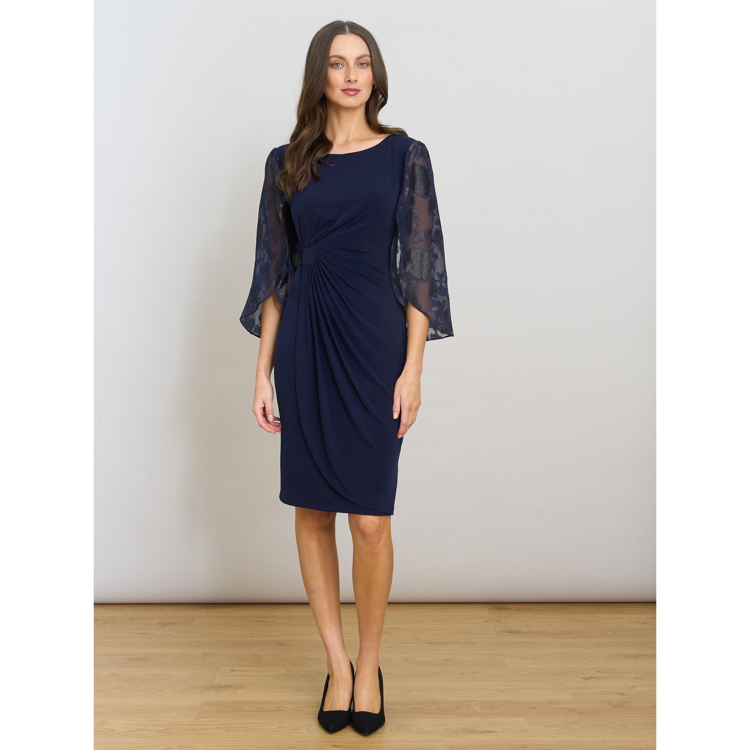 Navy - Gina Bacconi - Helene Lace Sleeve Dress - 1