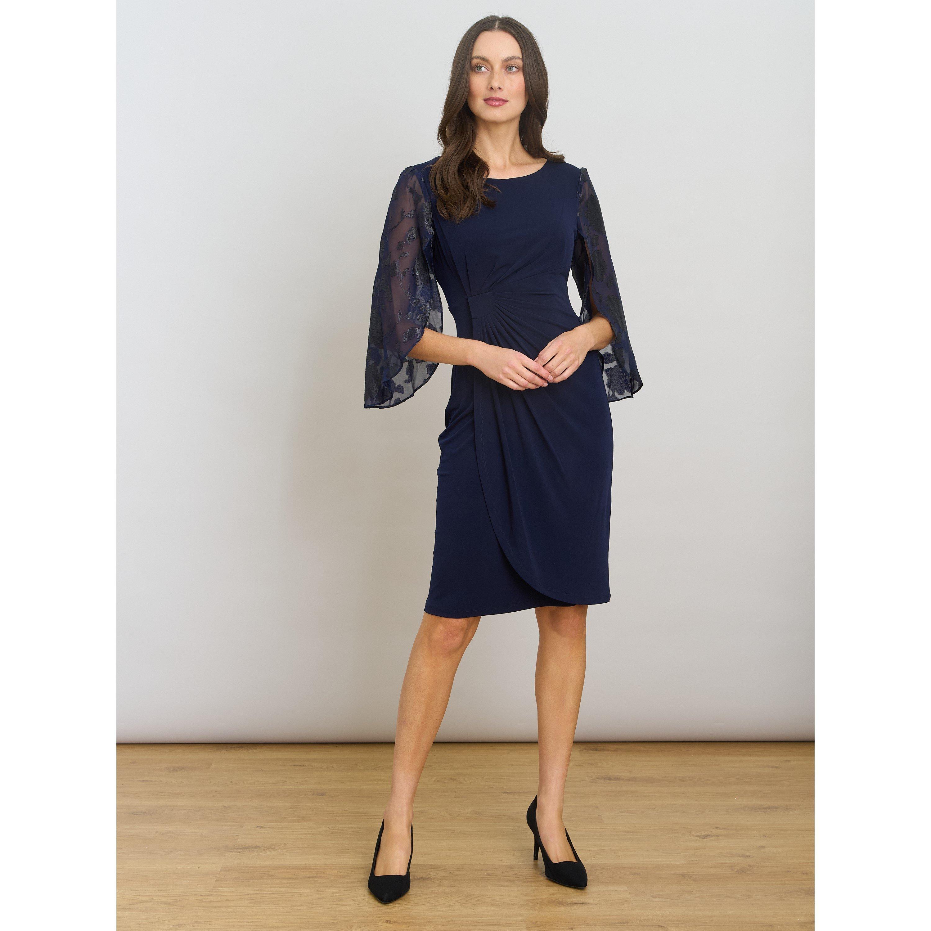Navy - Gina Bacconi - Helene Lace Sleeve Dress - 3