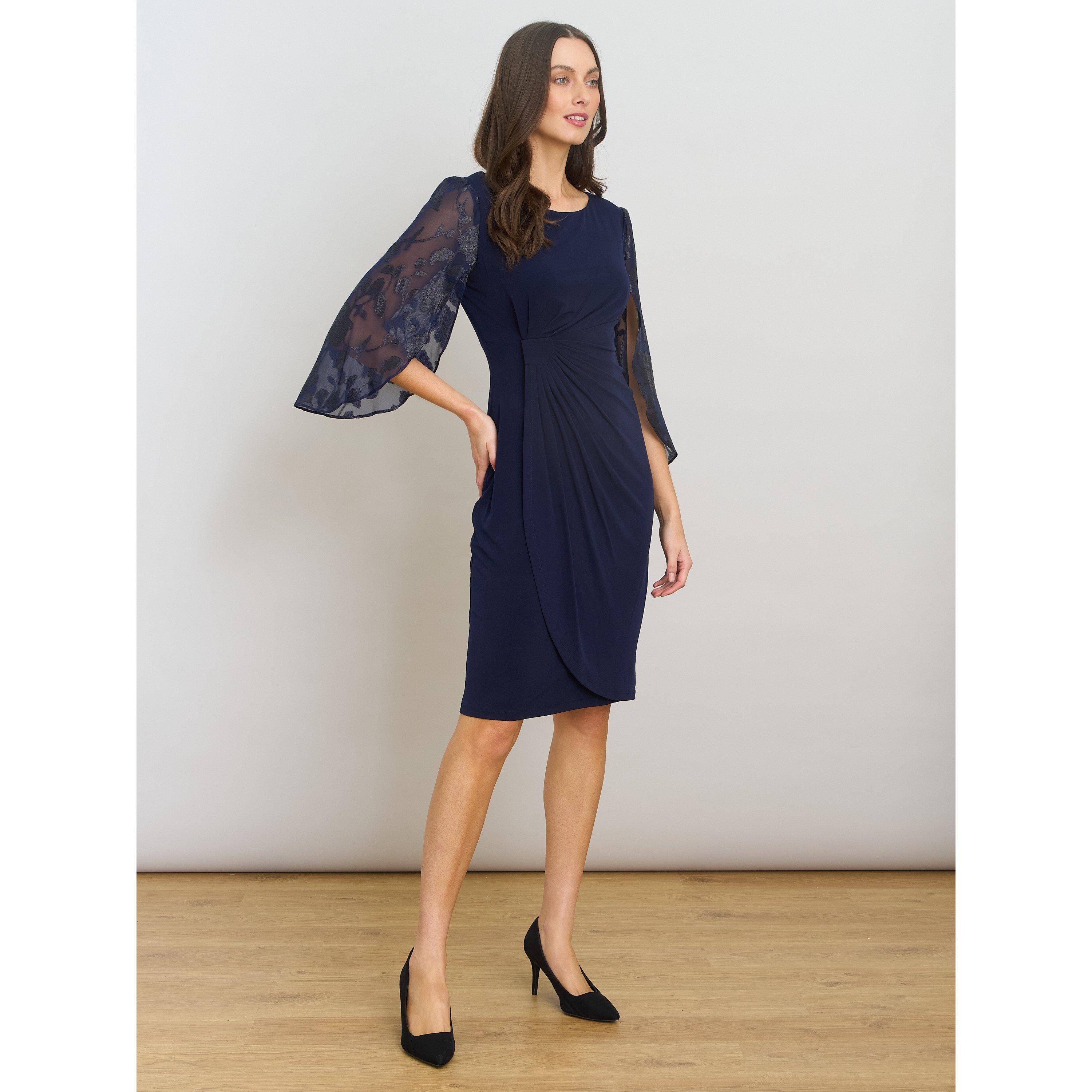 Navy - Gina Bacconi - Helene Lace Sleeve Dress - 6