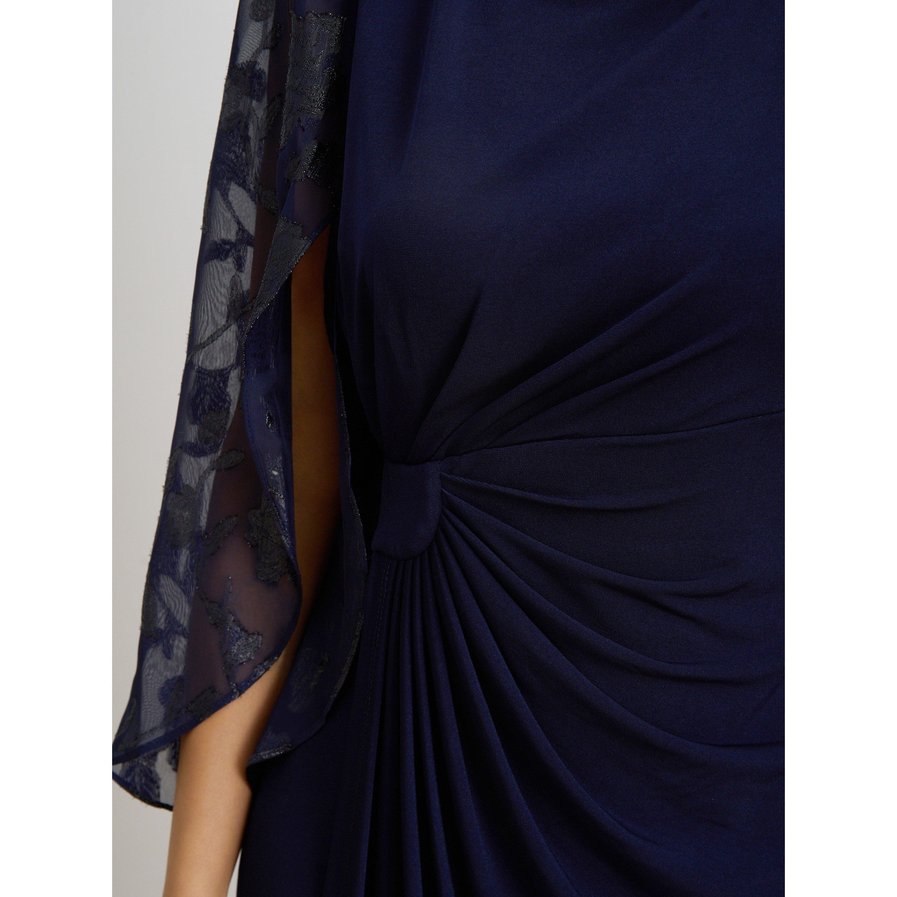 Navy - Gina Bacconi - Helene Lace Sleeve Dress - 7