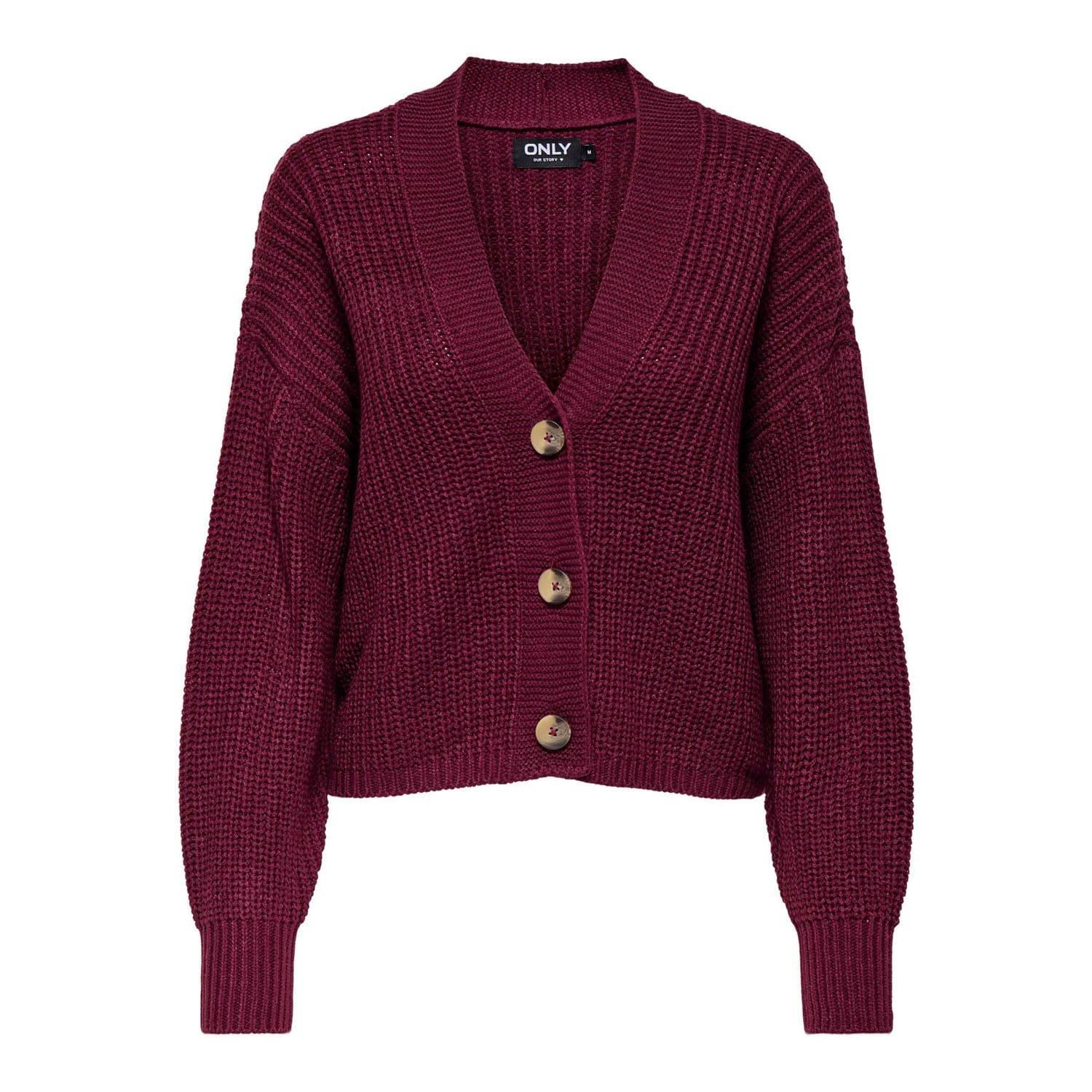 Wine - Only - Carol Nice Knitted Cardigan - 1