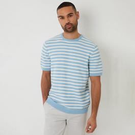 Threadbare Striped Textured Knitted T-Shirt