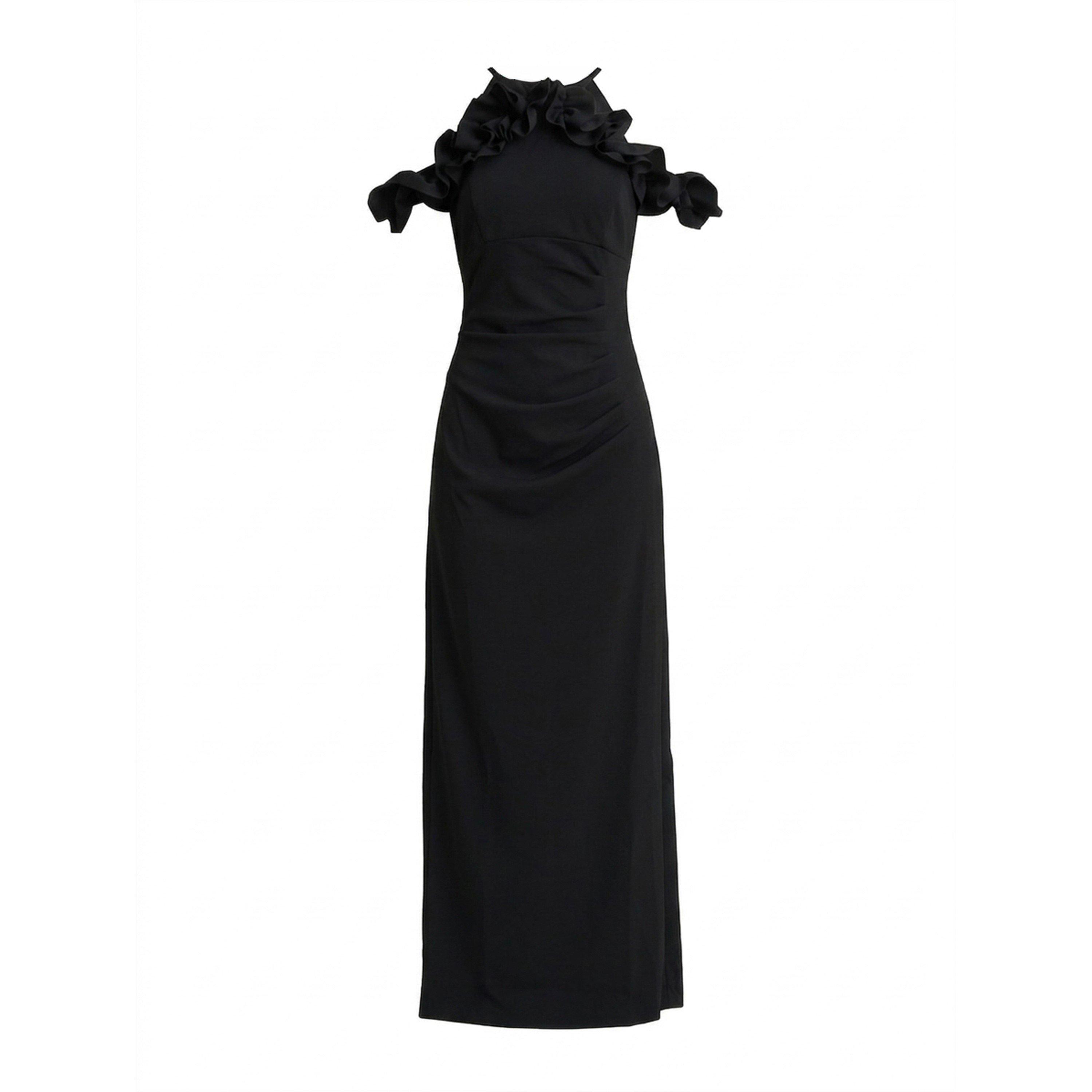 Black - Gina Bacconi - Toni Ruffle Off Shoulder Maxi Dress - 4