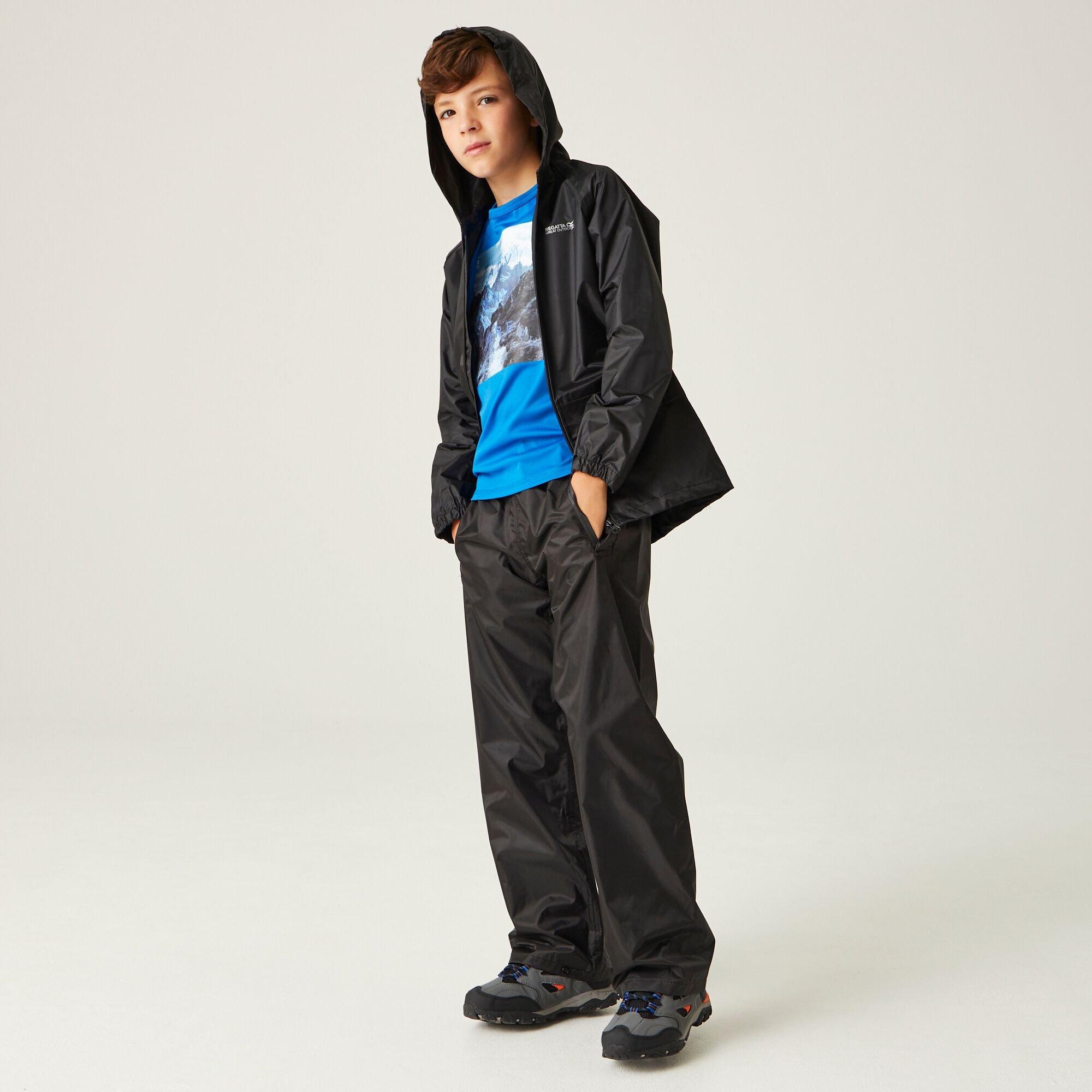 Black - Regatta - Unisex Kids Stormbreak Waterproof Long Sleeve Waterproof Jacket - 3