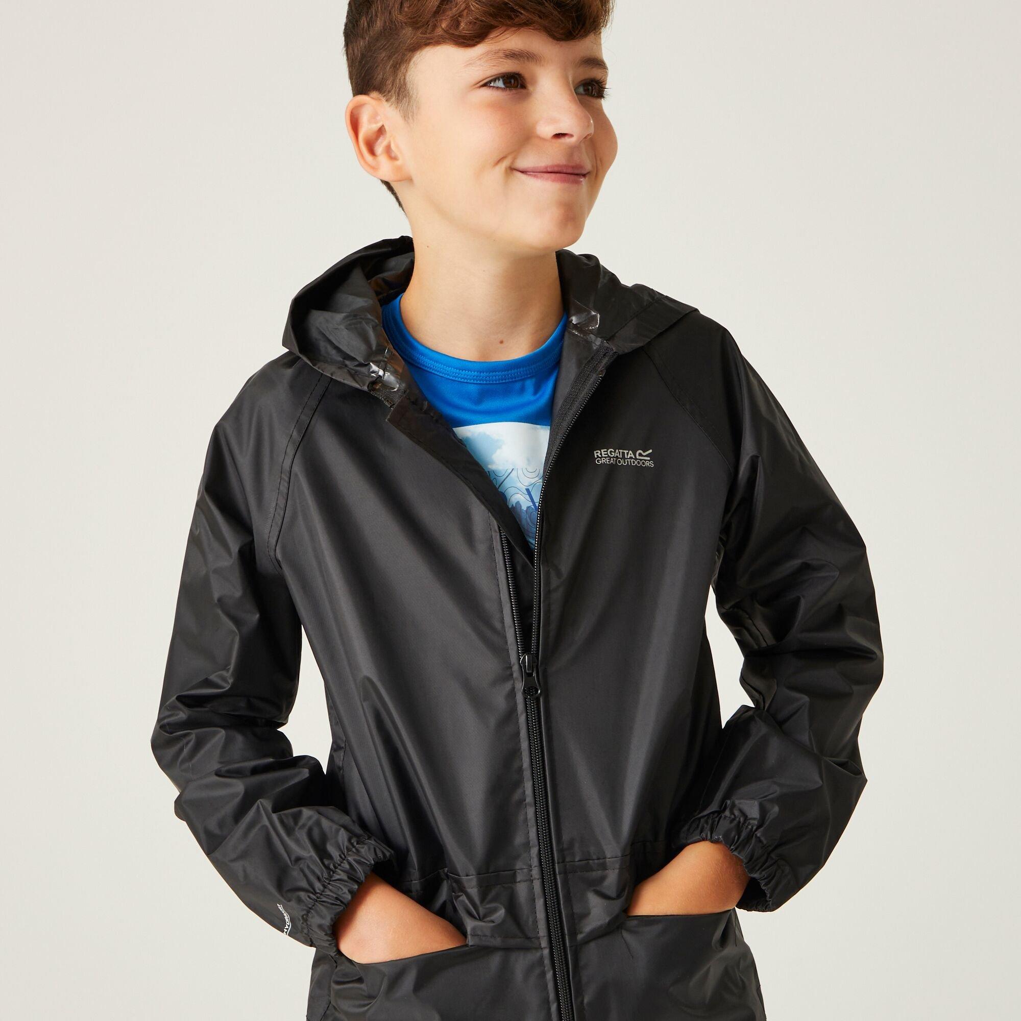 Black - Regatta - Unisex Kids Stormbreak Waterproof Long Sleeve Waterproof Jacket - 4