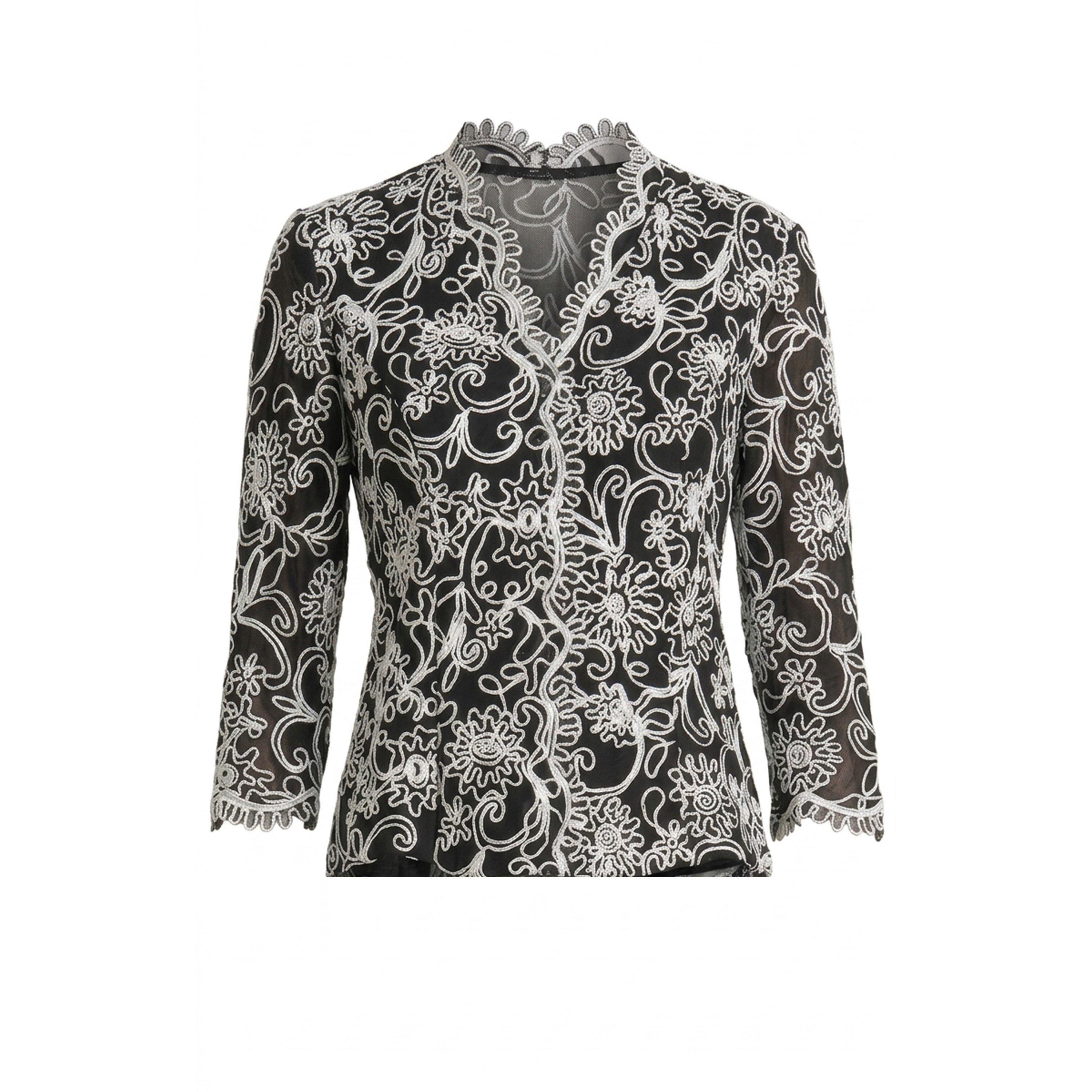 Black / White - Gina Bacconi - Lia Embroider Blouse And Scallop Detail - 3