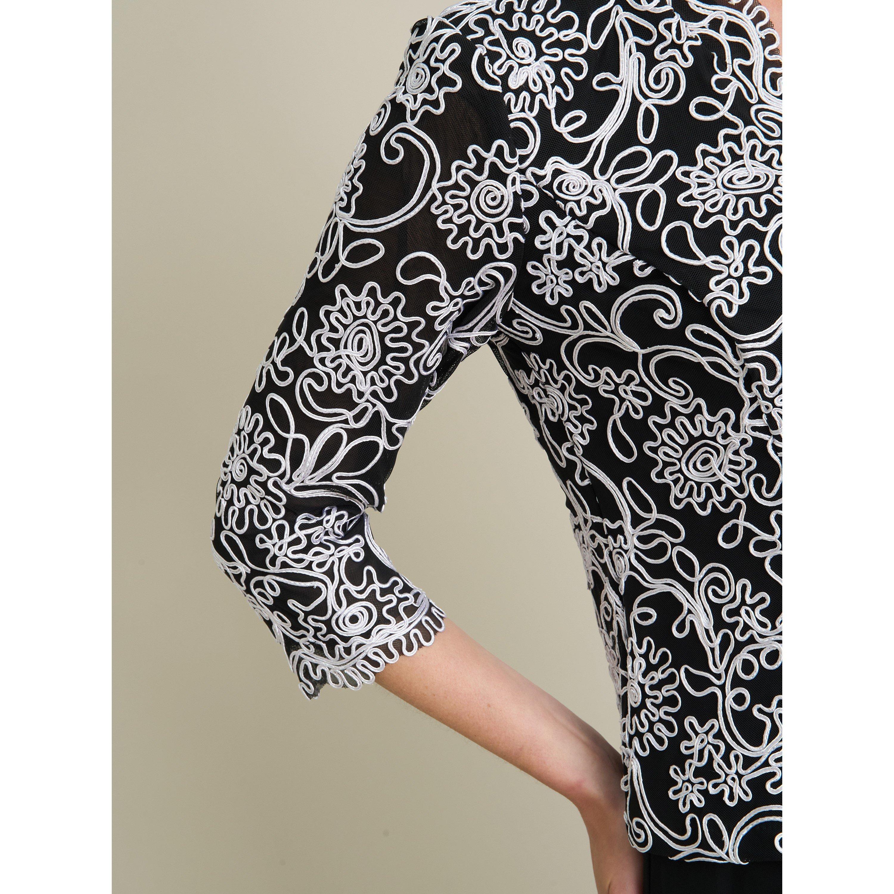 Black / White - Gina Bacconi - Lia Embroider Blouse And Scallop Detail - 4