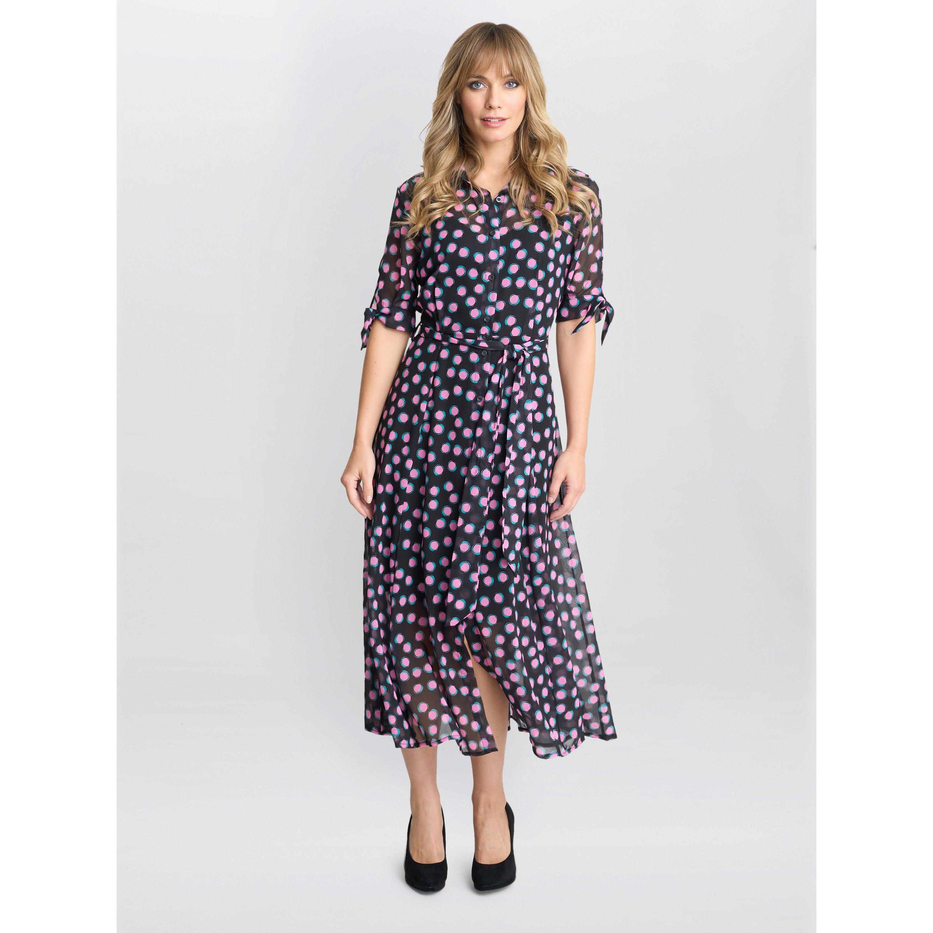 Black / Pink - Gina Bacconi - Women's Adrienne Shirt Dress - 6