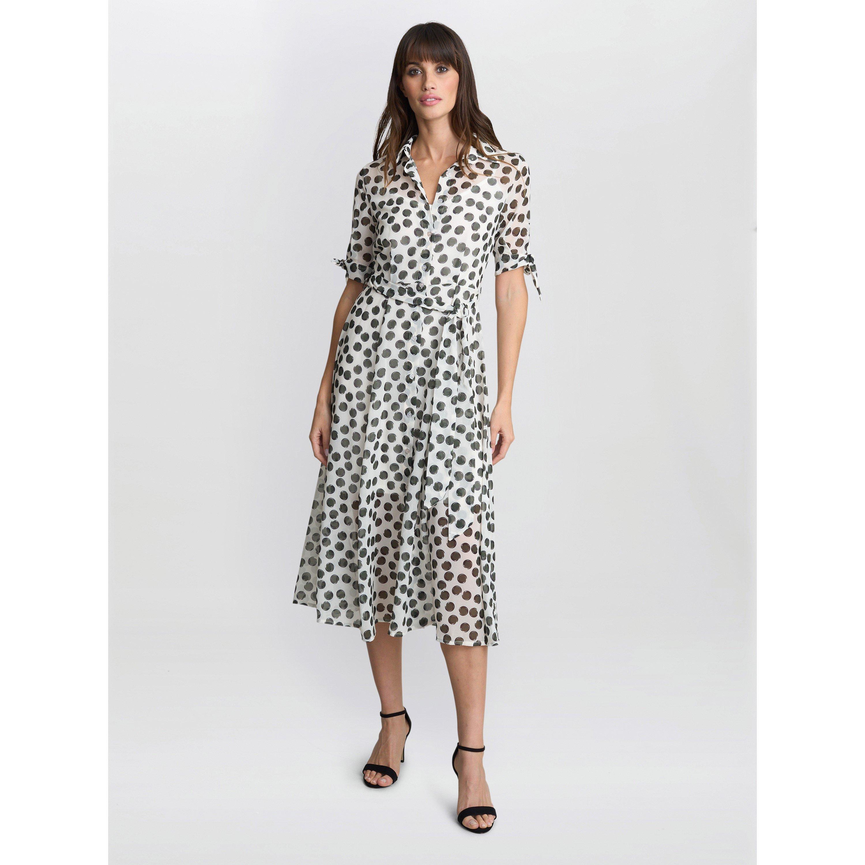 Cream / Green - Gina Bacconi - Women's Adrienne Shirt Dress - 1