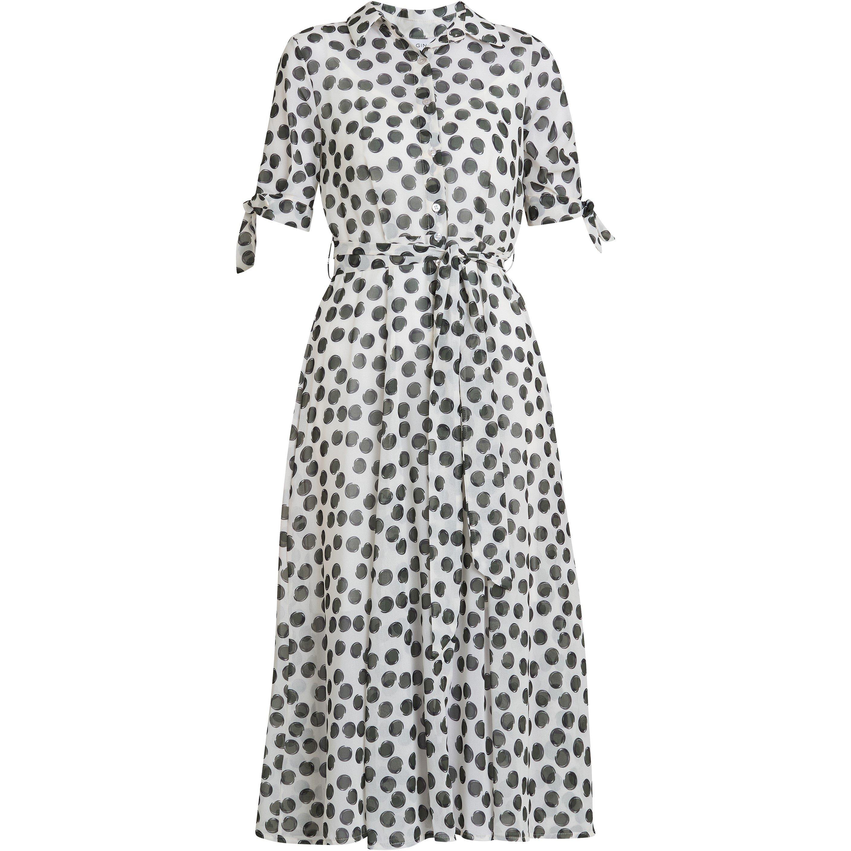 Cream / Green - Gina Bacconi - Women's Adrienne Shirt Dress - 4