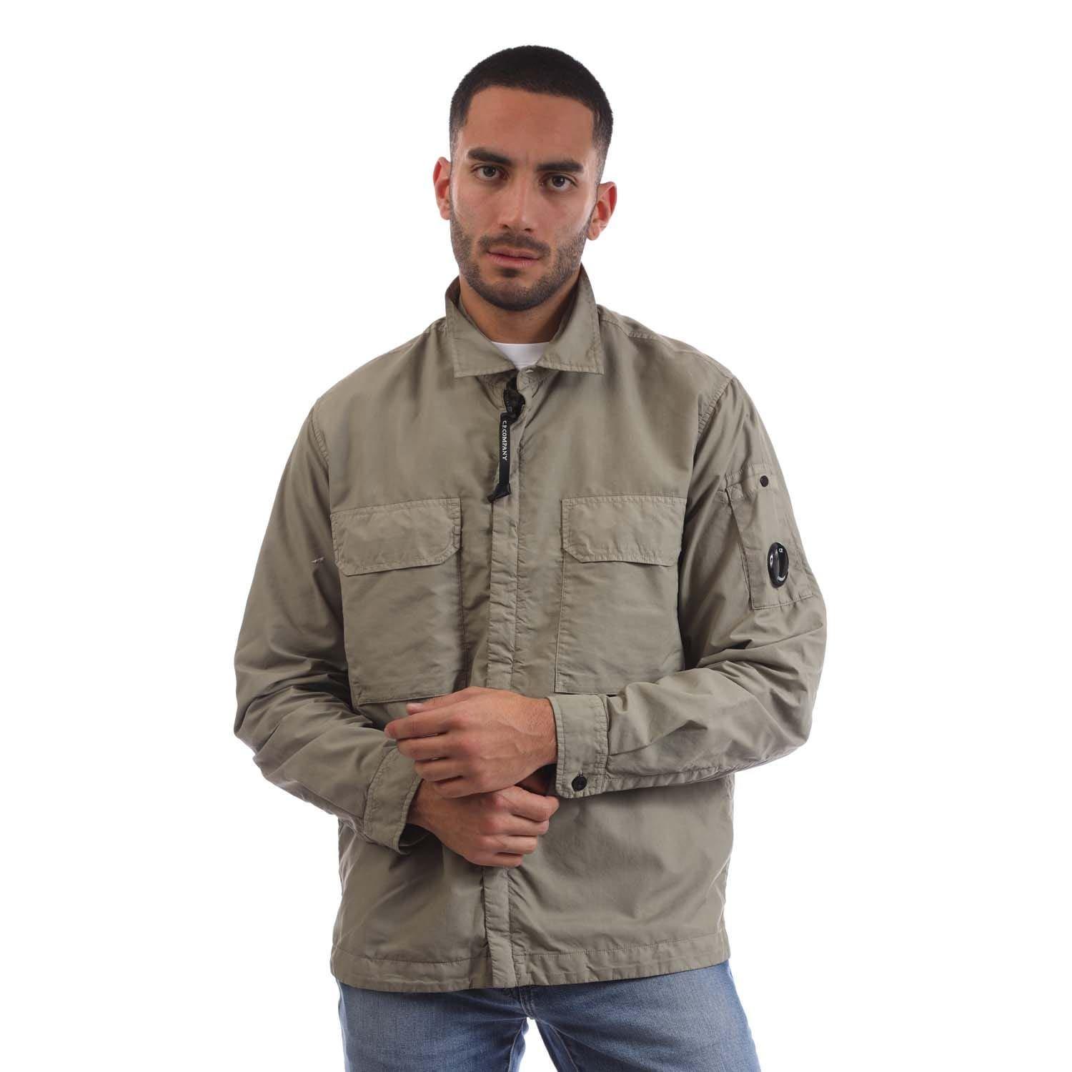 Grey - CP Company - Flatt Nylon Lens Zipped Overshirt - 1