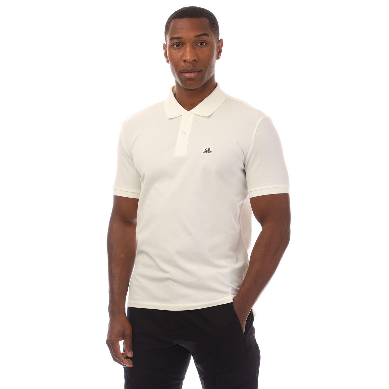 White - CP Company - Stretch Piquet Logo Polo Shirt - 1