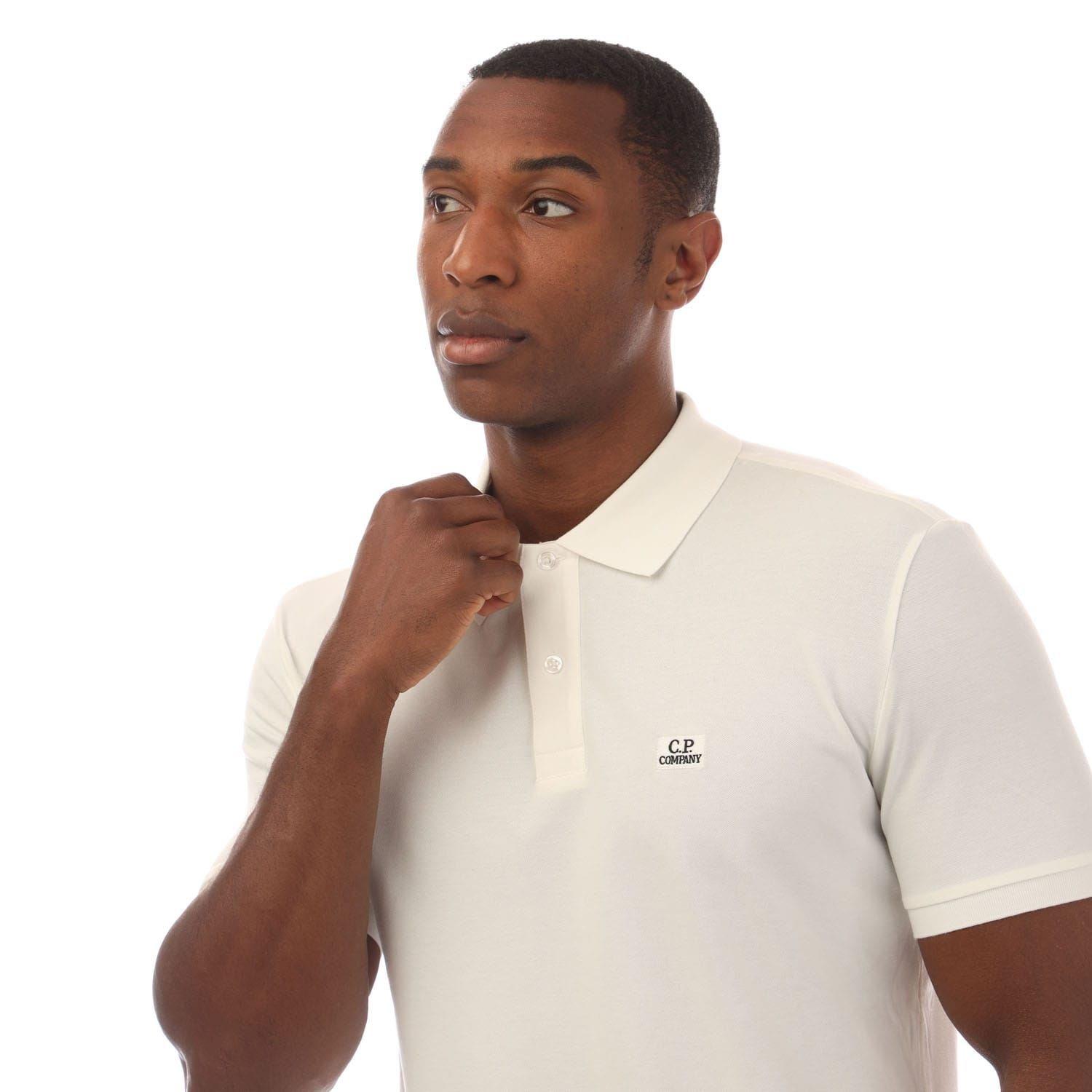 White - CP Company - Stretch Piquet Logo Polo Shirt - 3