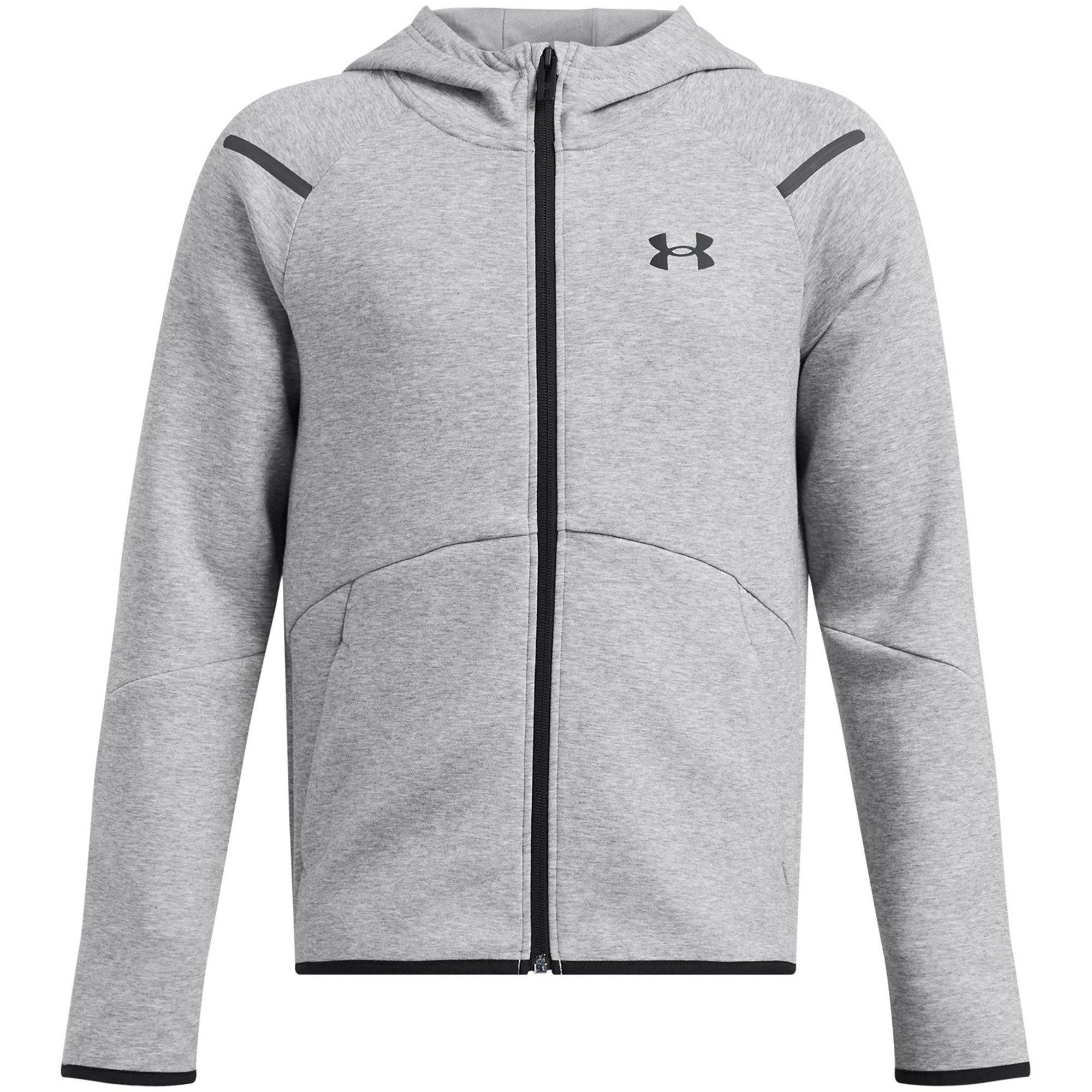 Grises - Under Armour - Kids' Unstoppable Tech Fleece Full-Zip Hoodie - 1