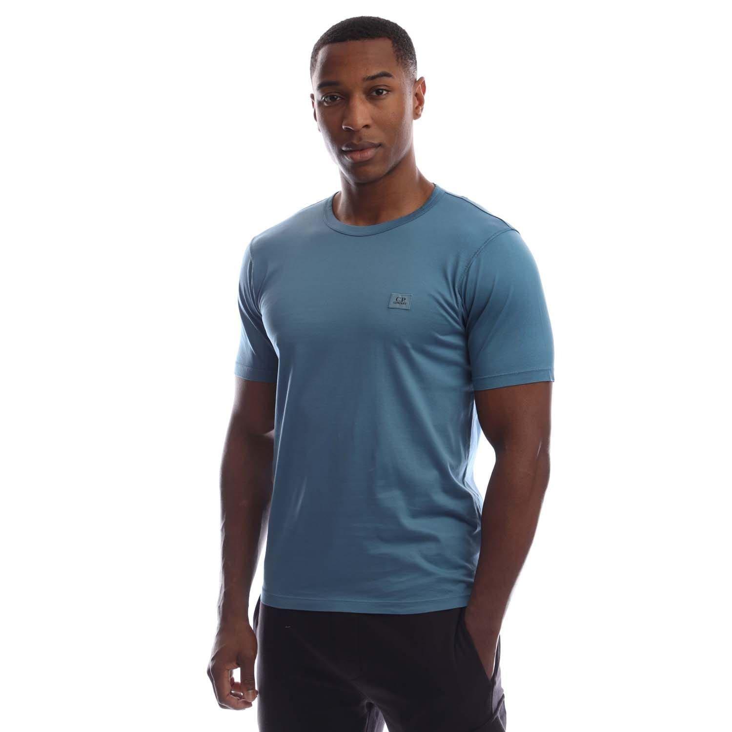CP Company 70/2 Mercerized Jersey Logo Patch T-Shirt - Blue - M