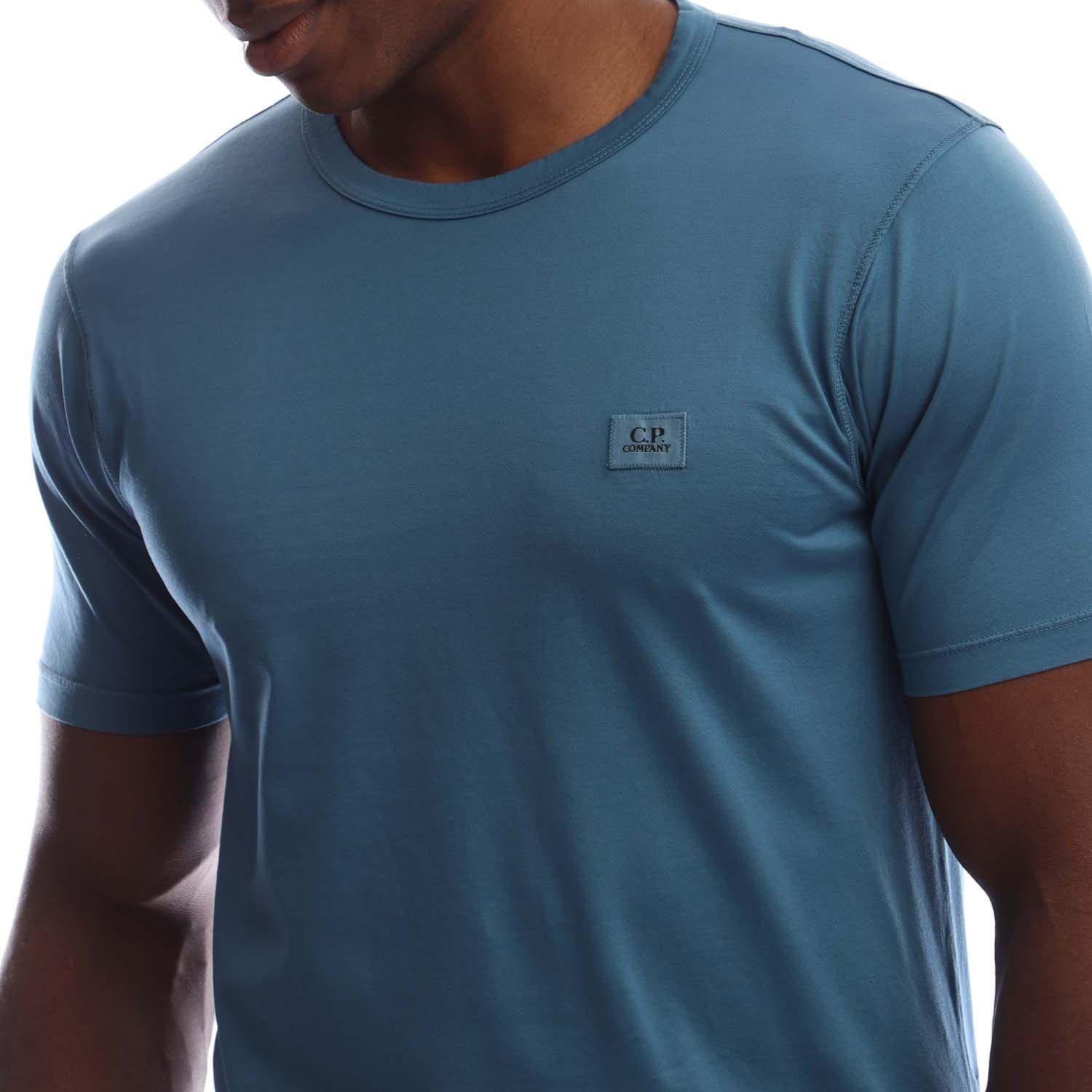 Blue - CP Company - 70/2 Mercerized Jersey Logo Patch T-Shirt - 3