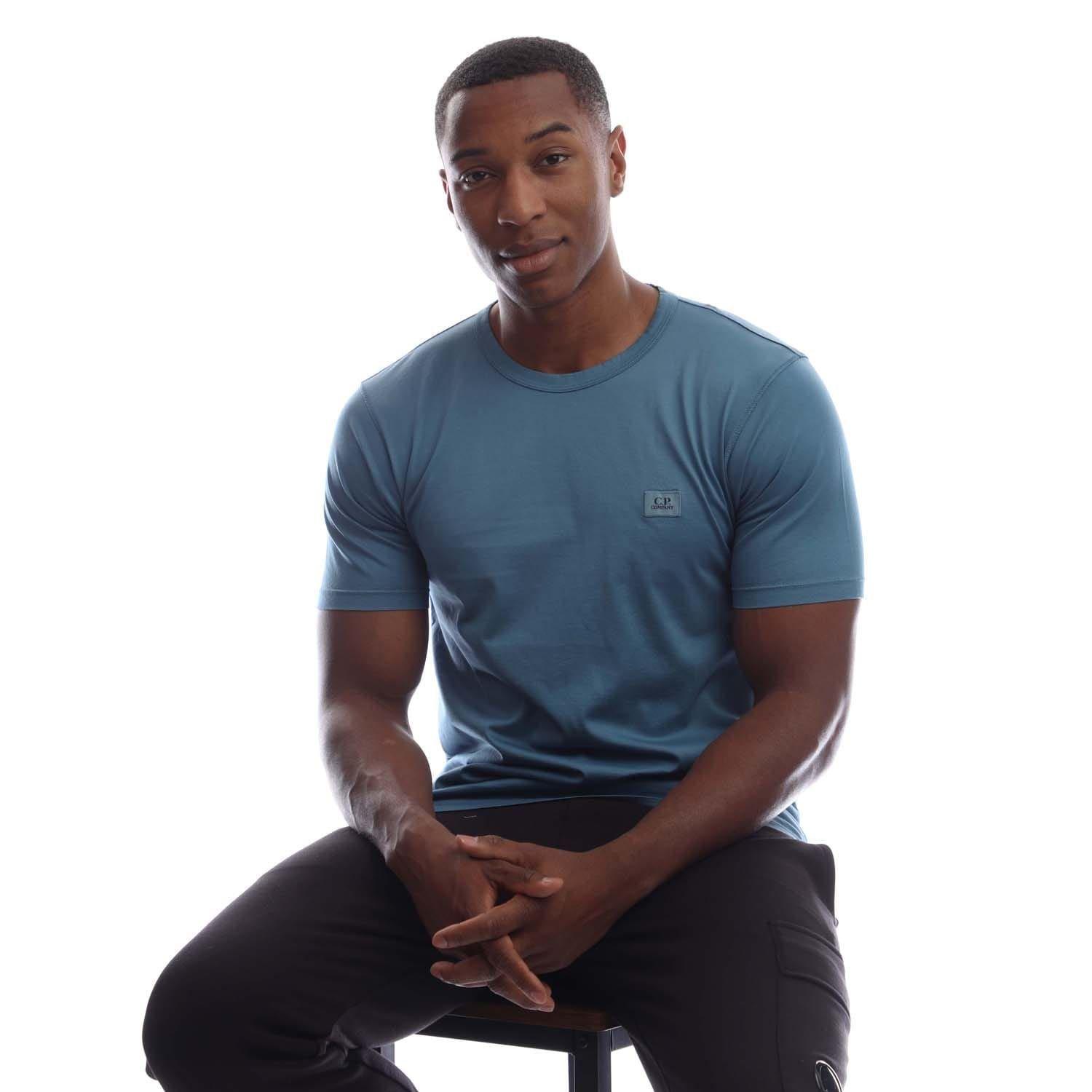 Blue - CP Company - 70/2 Mercerized Jersey Logo Patch T-Shirt - 4