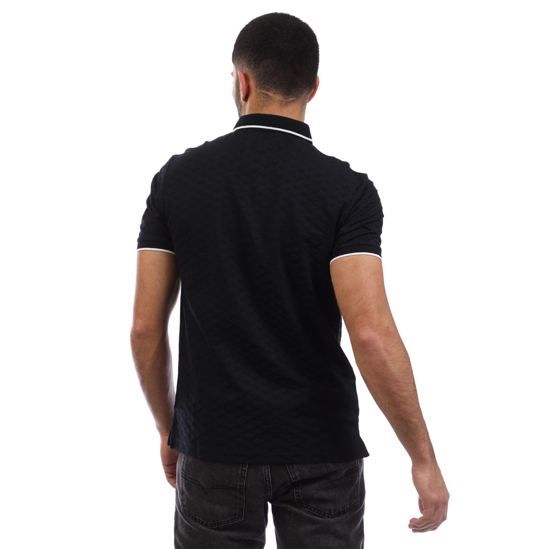 Navy - Emporio Armani - Allover Jacquard Eagle Polo Shirt - 2