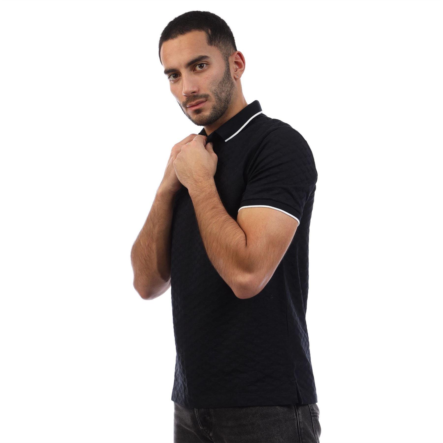 Navy - Emporio Armani - Allover Jacquard Eagle Polo Shirt - 4