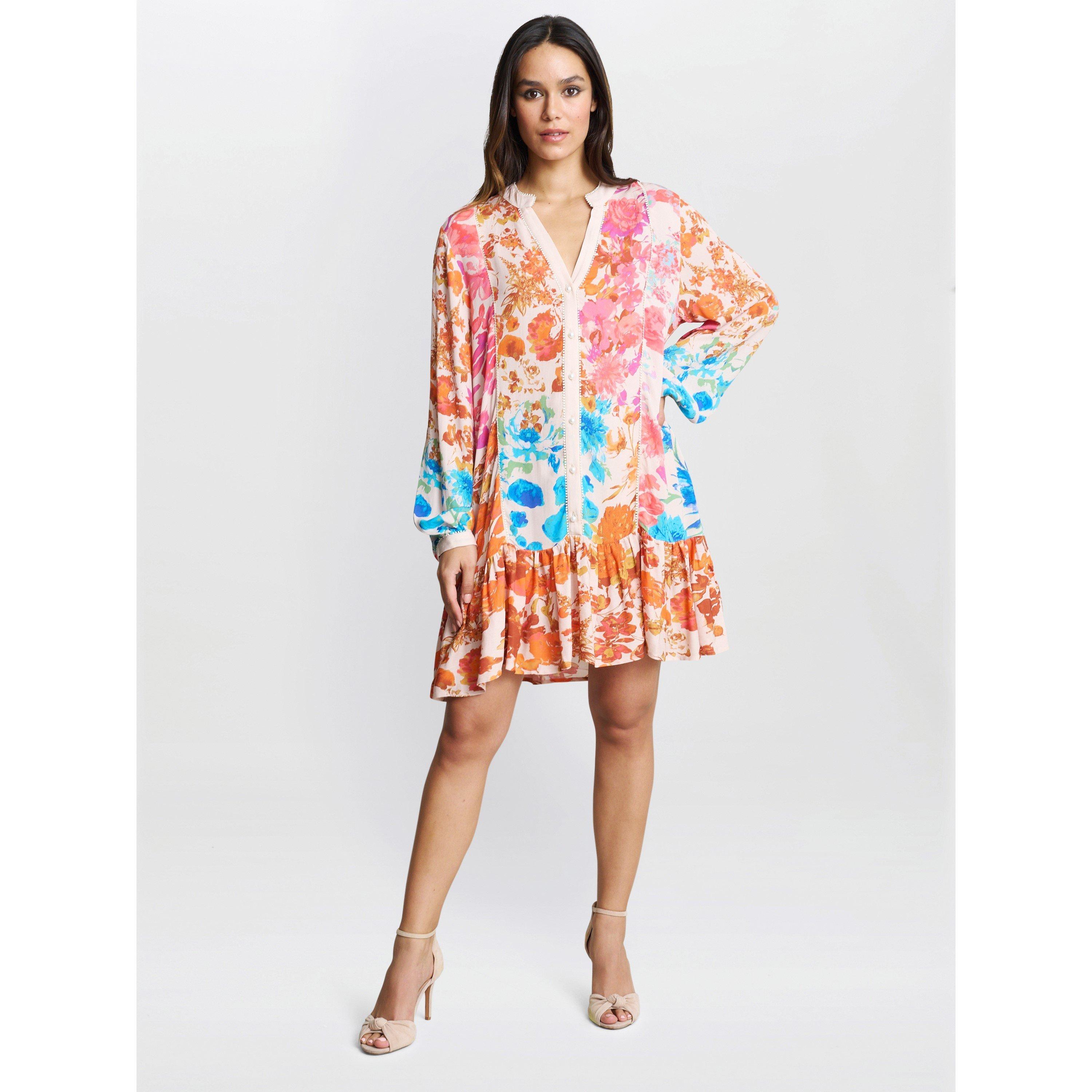 Multi - Gina Bacconi - Millie Short Floral Shirt Dress - 3