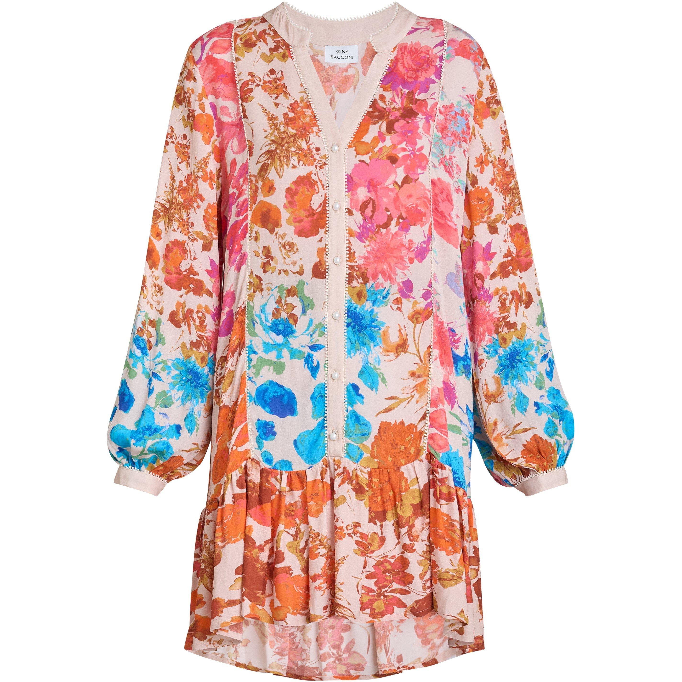 Multi - Gina Bacconi - Millie Short Floral Shirt Dress - 4