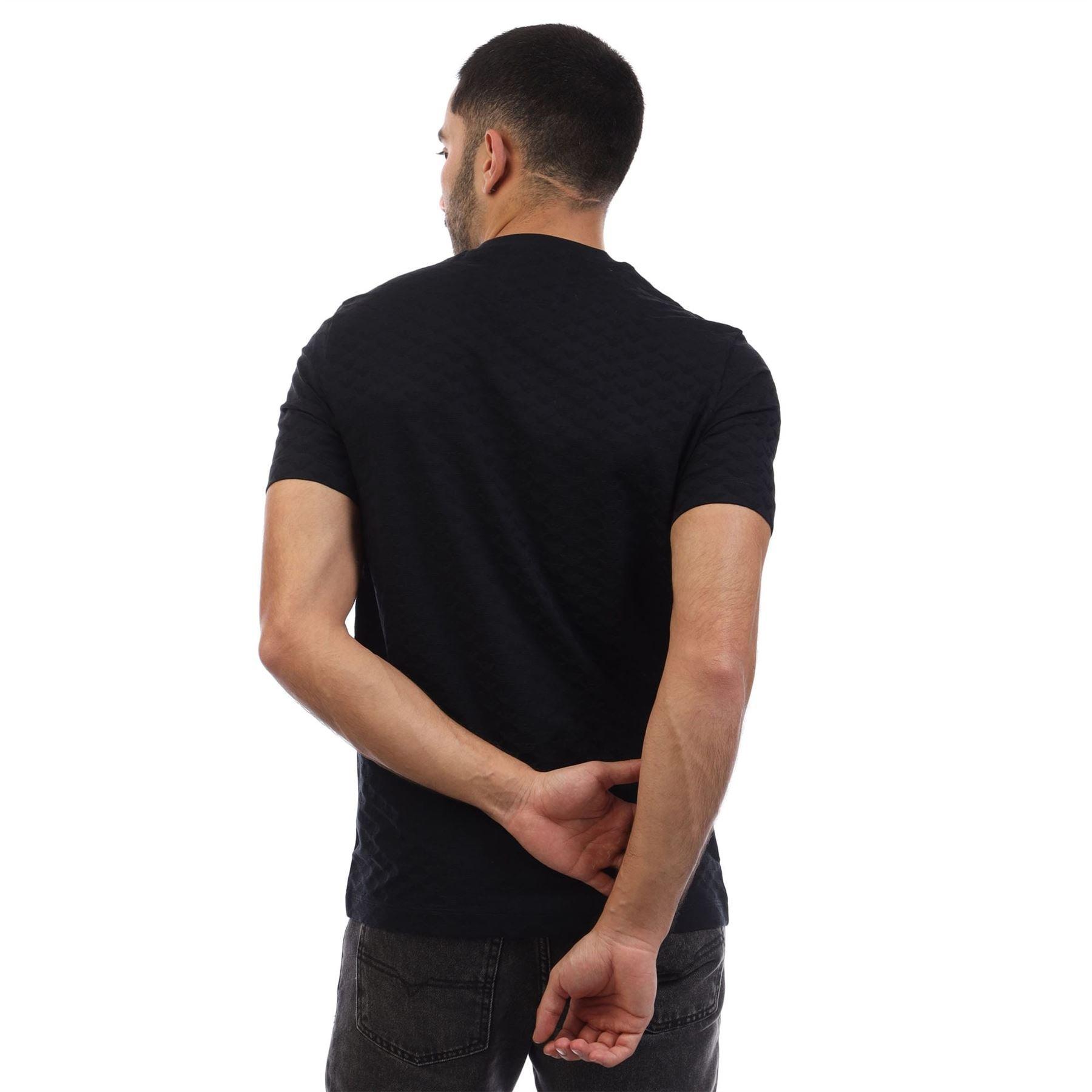 Navy - Emporio Armani - All-over Jacquard Eagle T-Shirt - 2