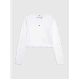 Tommy Hilfiger Essential Ruffle Fitted Long Sleeve T Shirt