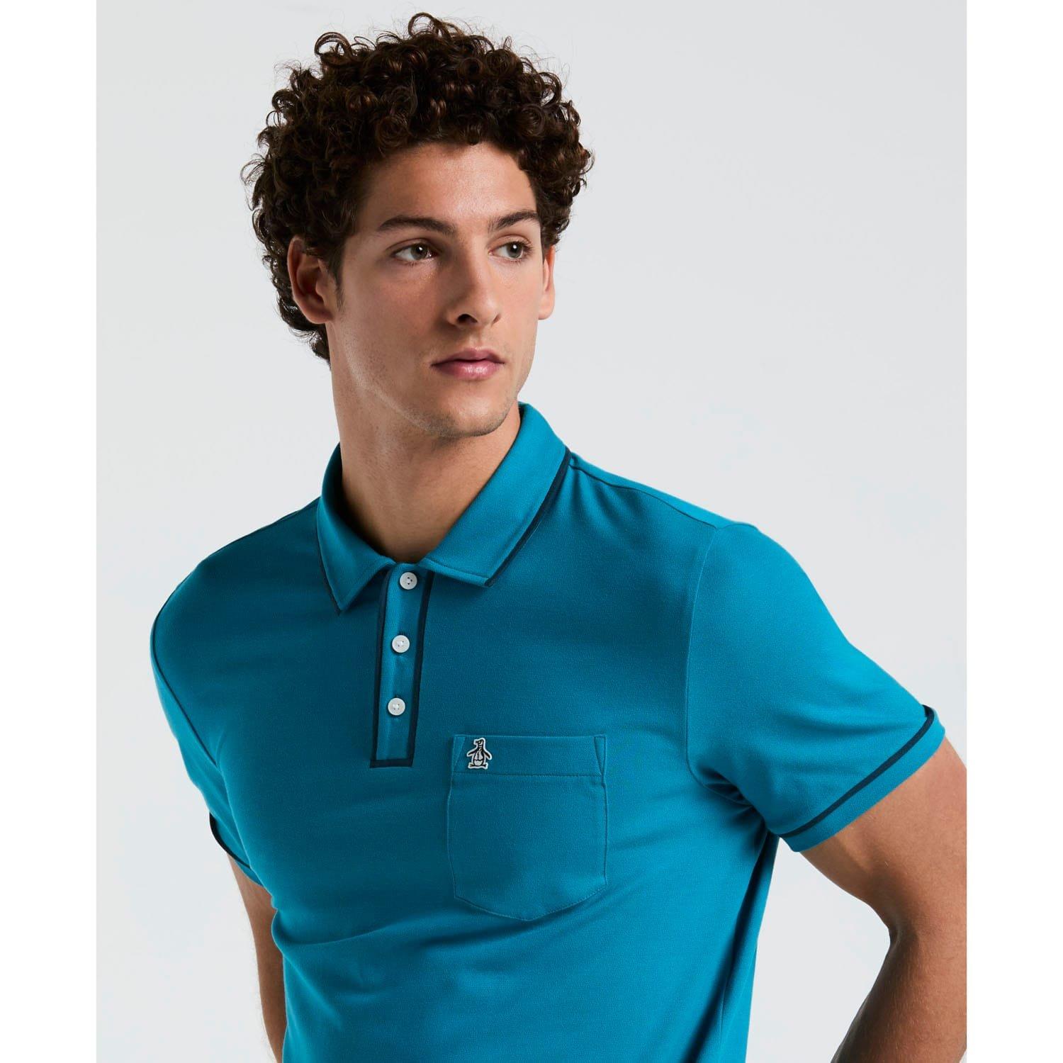 Blue - Original Penguin - Earl Pique Polo Shirt - 3