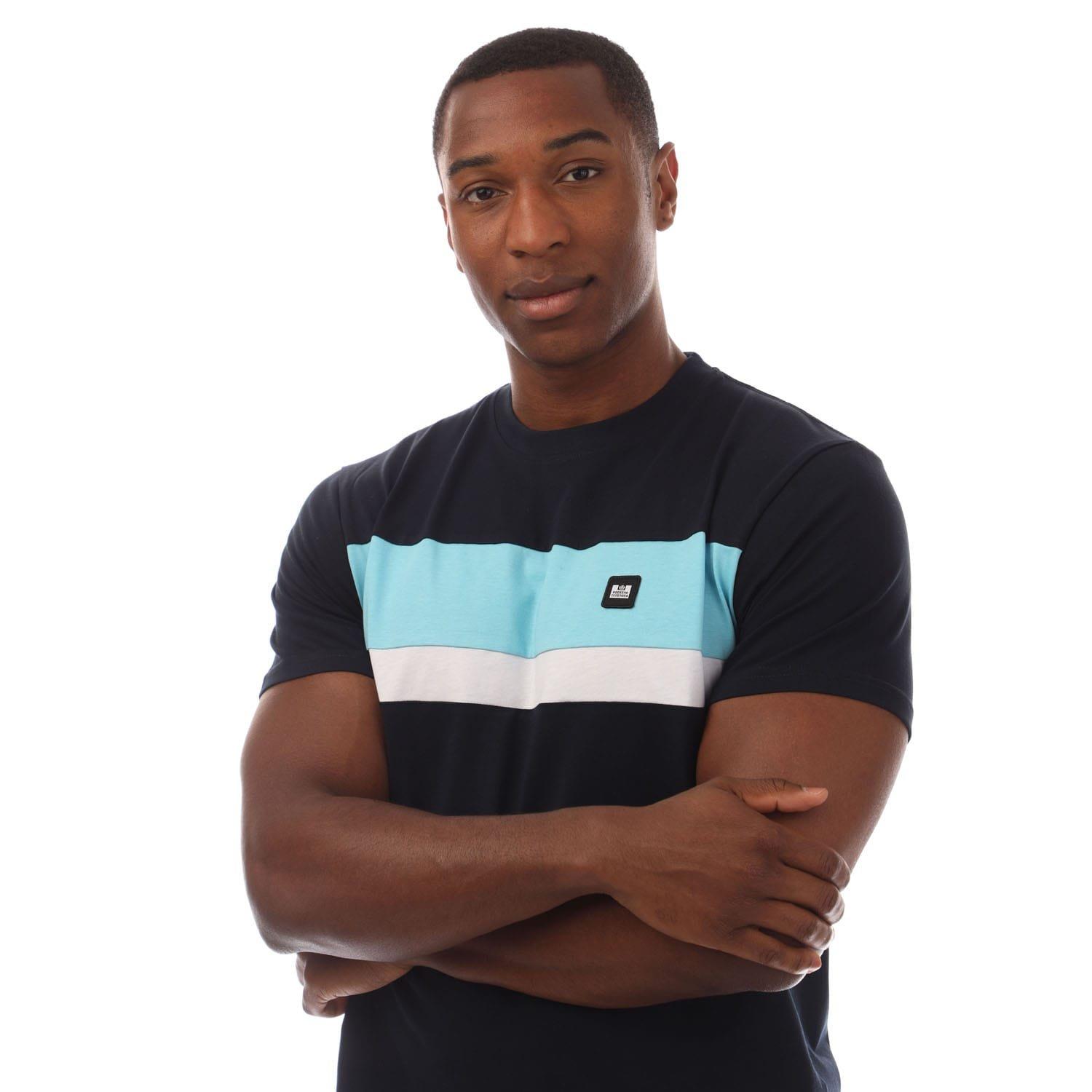 Navy - Weekend Offender - Crossword Colour Block T-Shirt - 3