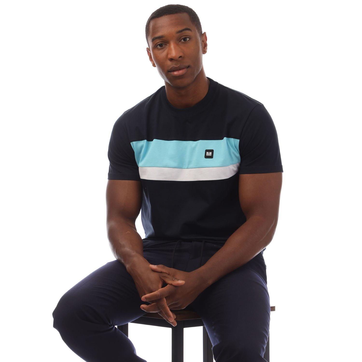 Navy - Weekend Offender - Crossword Colour Block T-Shirt - 4