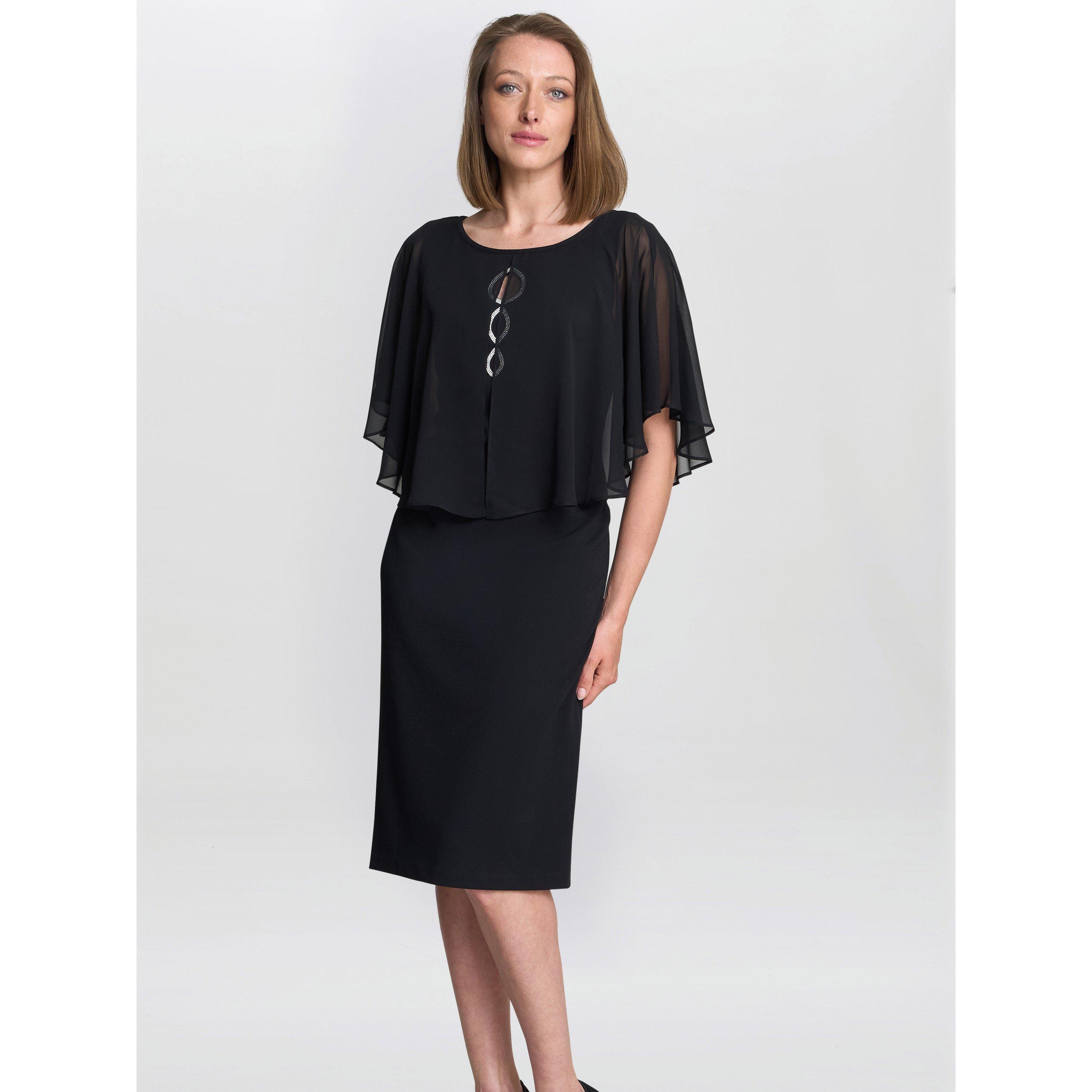 Black - Gina Bacconi - Glennis Black Chiffon Overlay Dress - 2