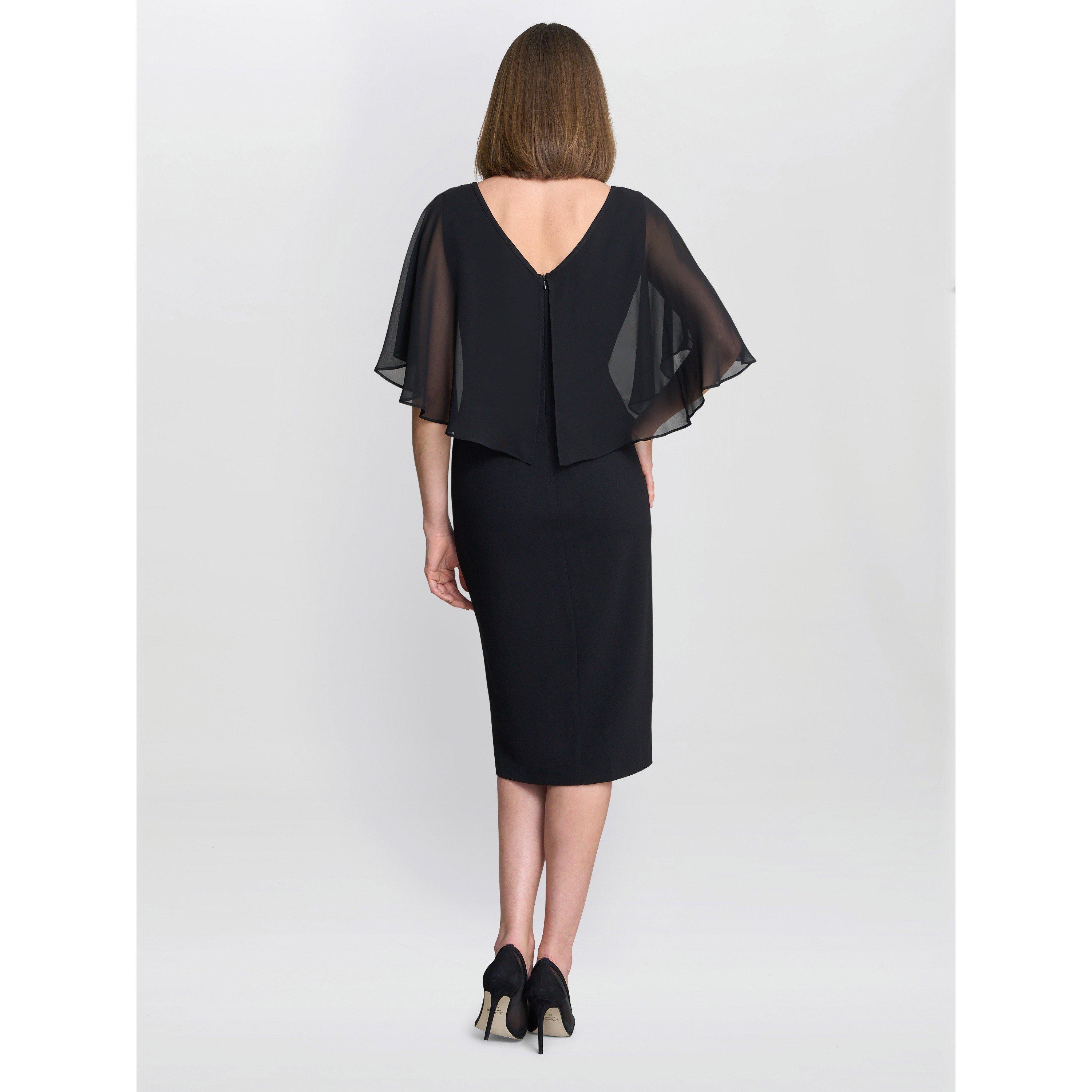 Black - Gina Bacconi - Glennis Black Chiffon Overlay Dress - 3