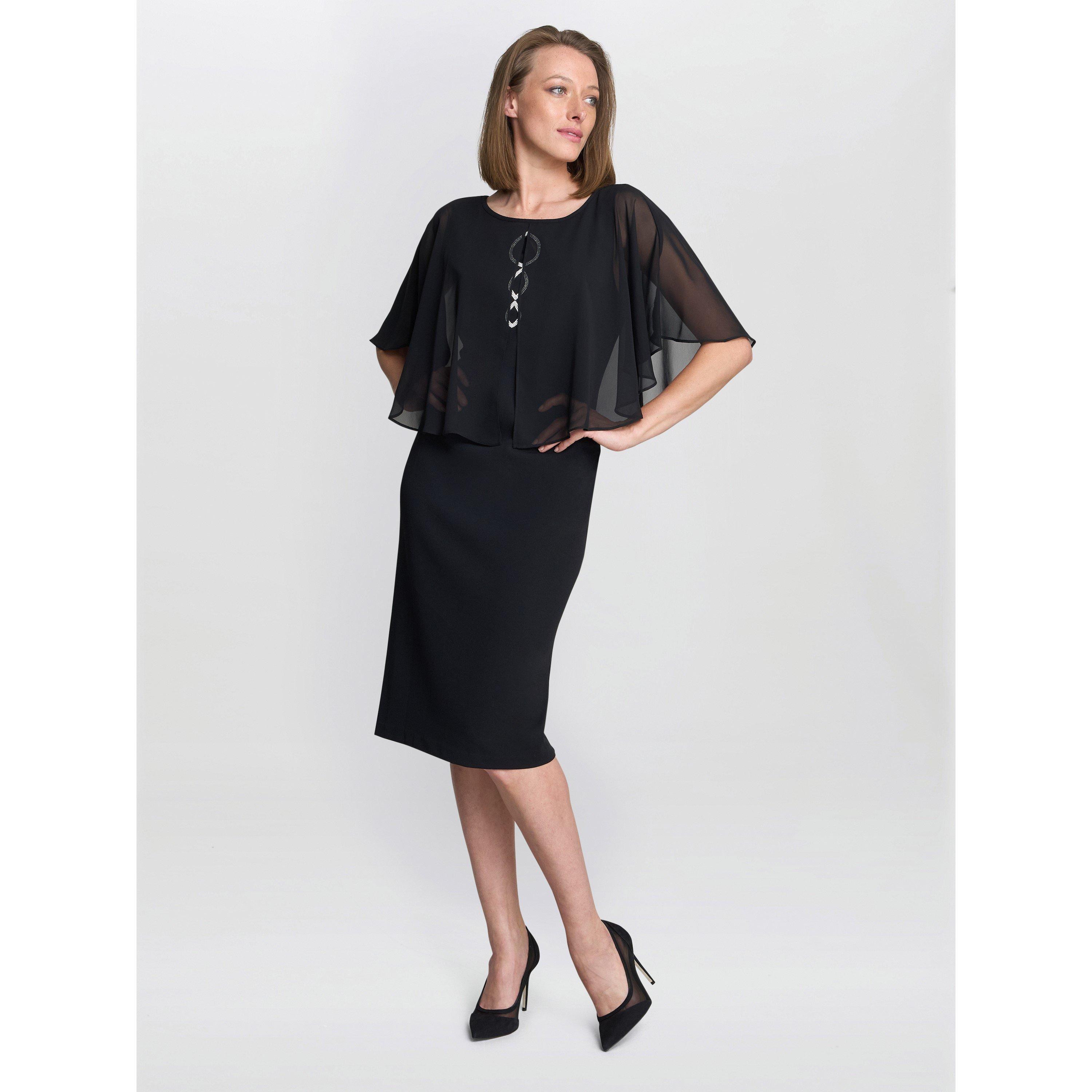 Black - Gina Bacconi - Glennis Black Chiffon Overlay Dress - 4