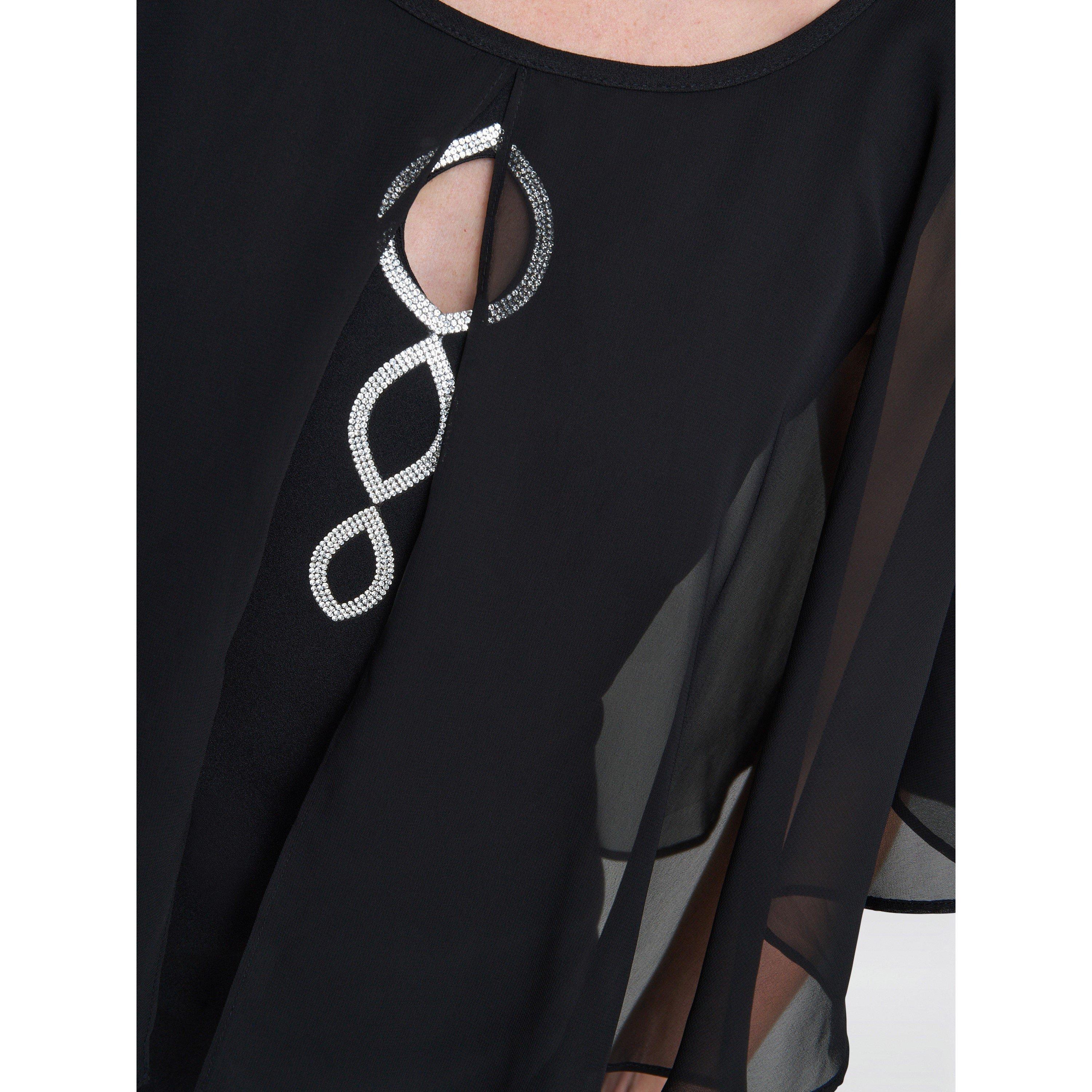 Black - Gina Bacconi - Glennis Black Chiffon Overlay Dress - 5