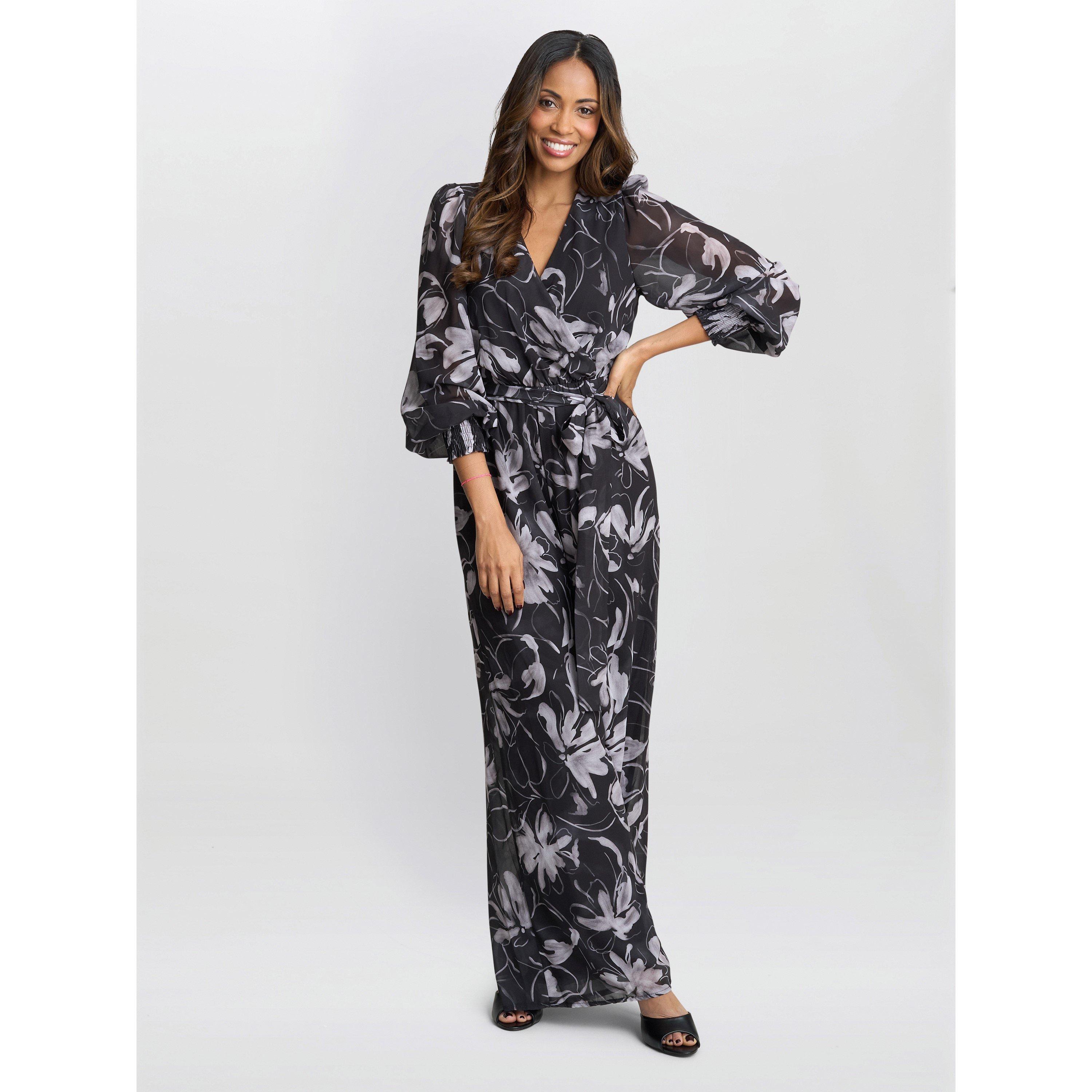 Black / White - Gina Bacconi - Women's Kourtney Chiffon Jumpsuit - 3