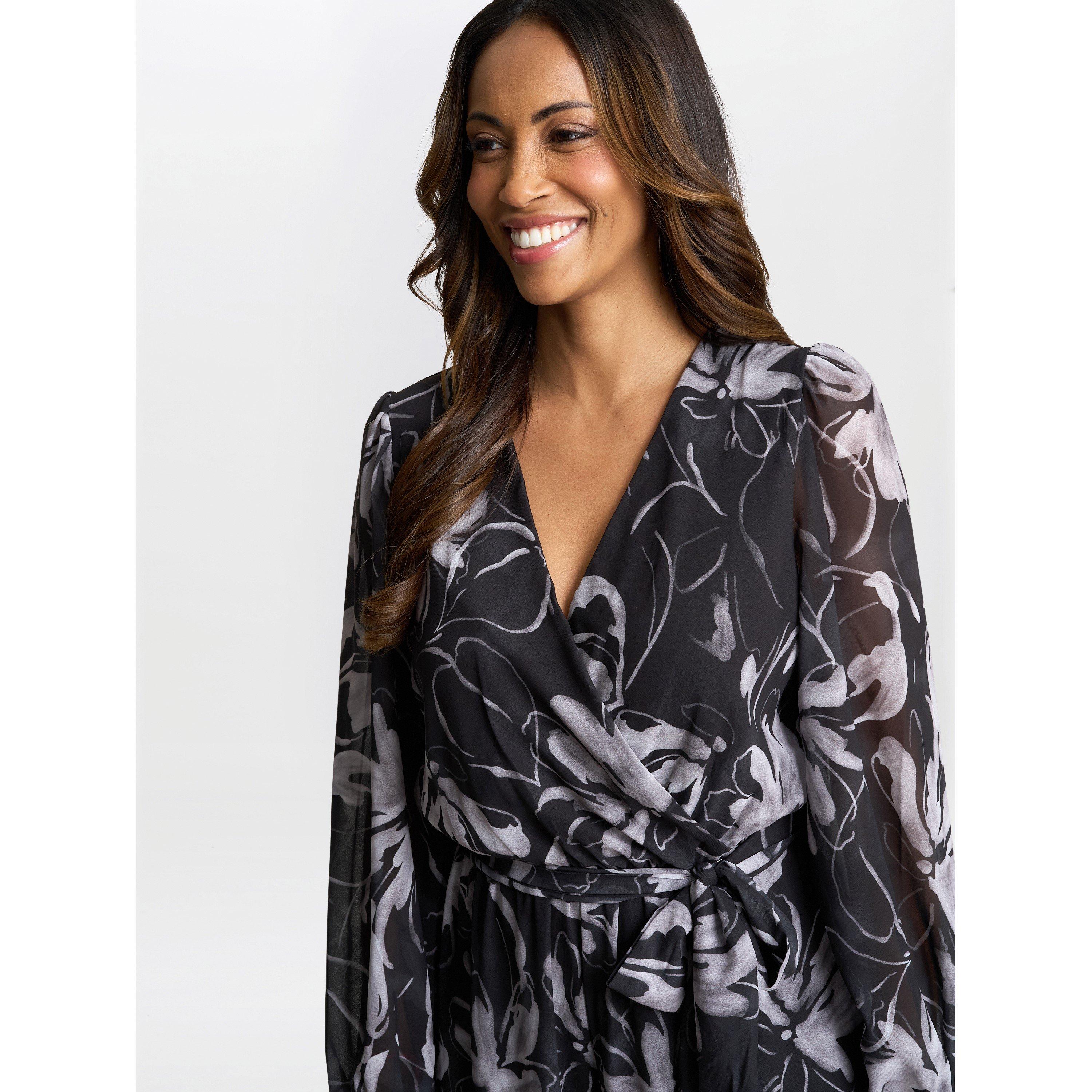 Black / White - Gina Bacconi - Women's Kourtney Chiffon Jumpsuit - 5