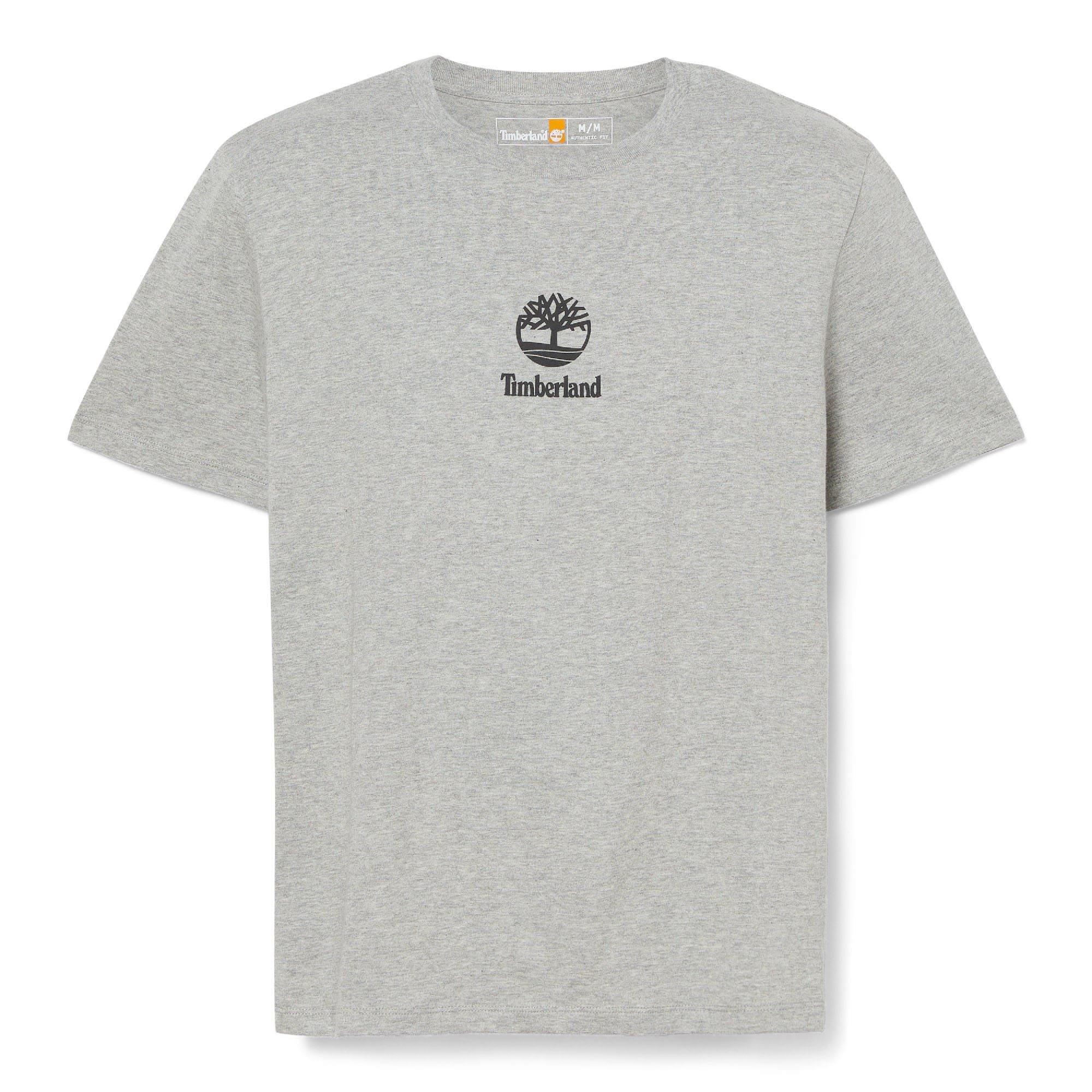 Grey - Timberland - Print Stack Logo Short Sleeve T-Shirt - 1