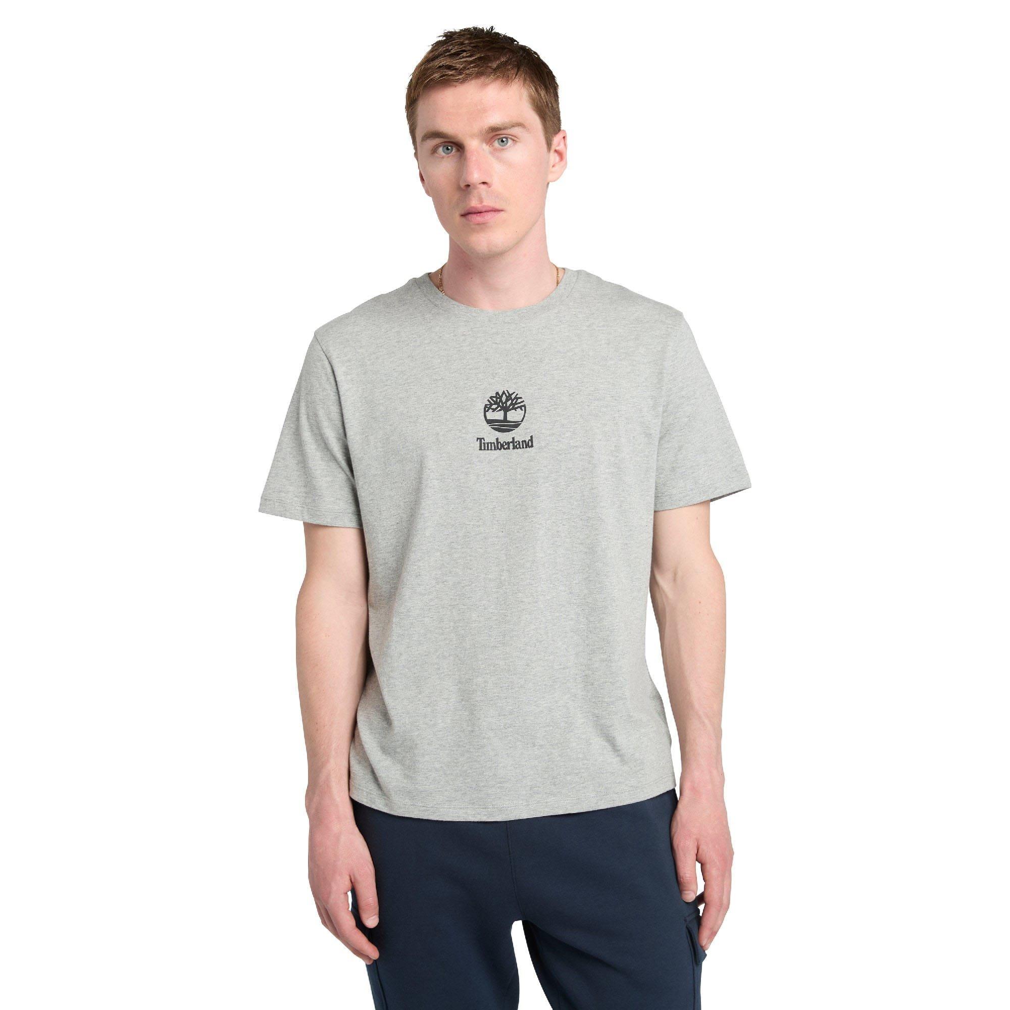 Grey - Timberland - Print Stack Logo Short Sleeve T-Shirt - 5