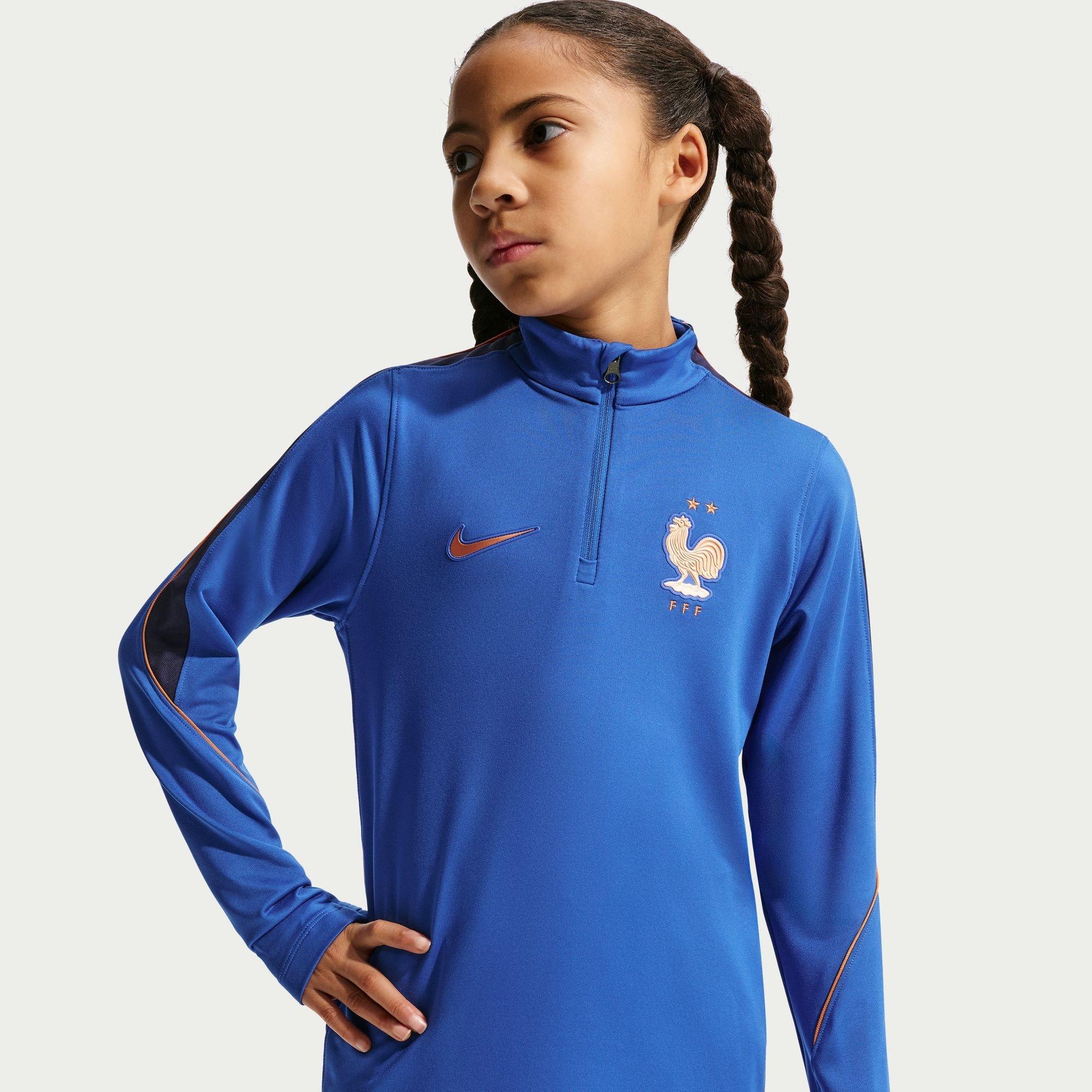 Nike Boys Kids' France International Licensed Drill Top - Blue/Orange - 13 (XL)
