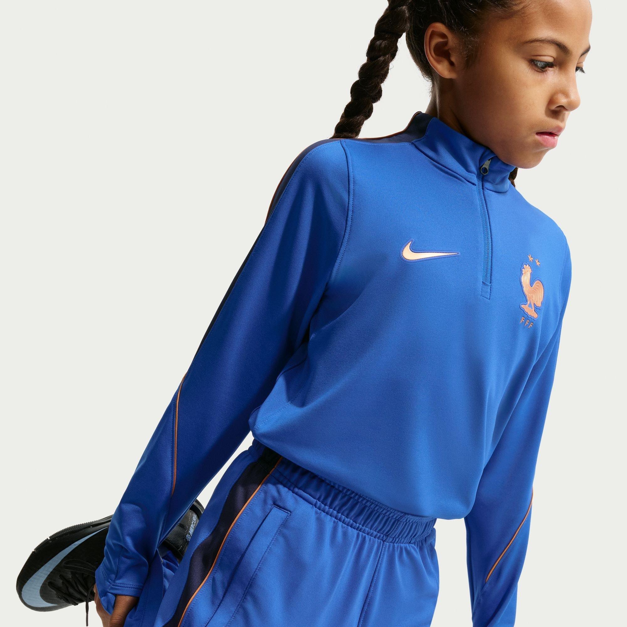 Blå/Appelsin - Nike - Kids' France International Licensed Drill Top - 3