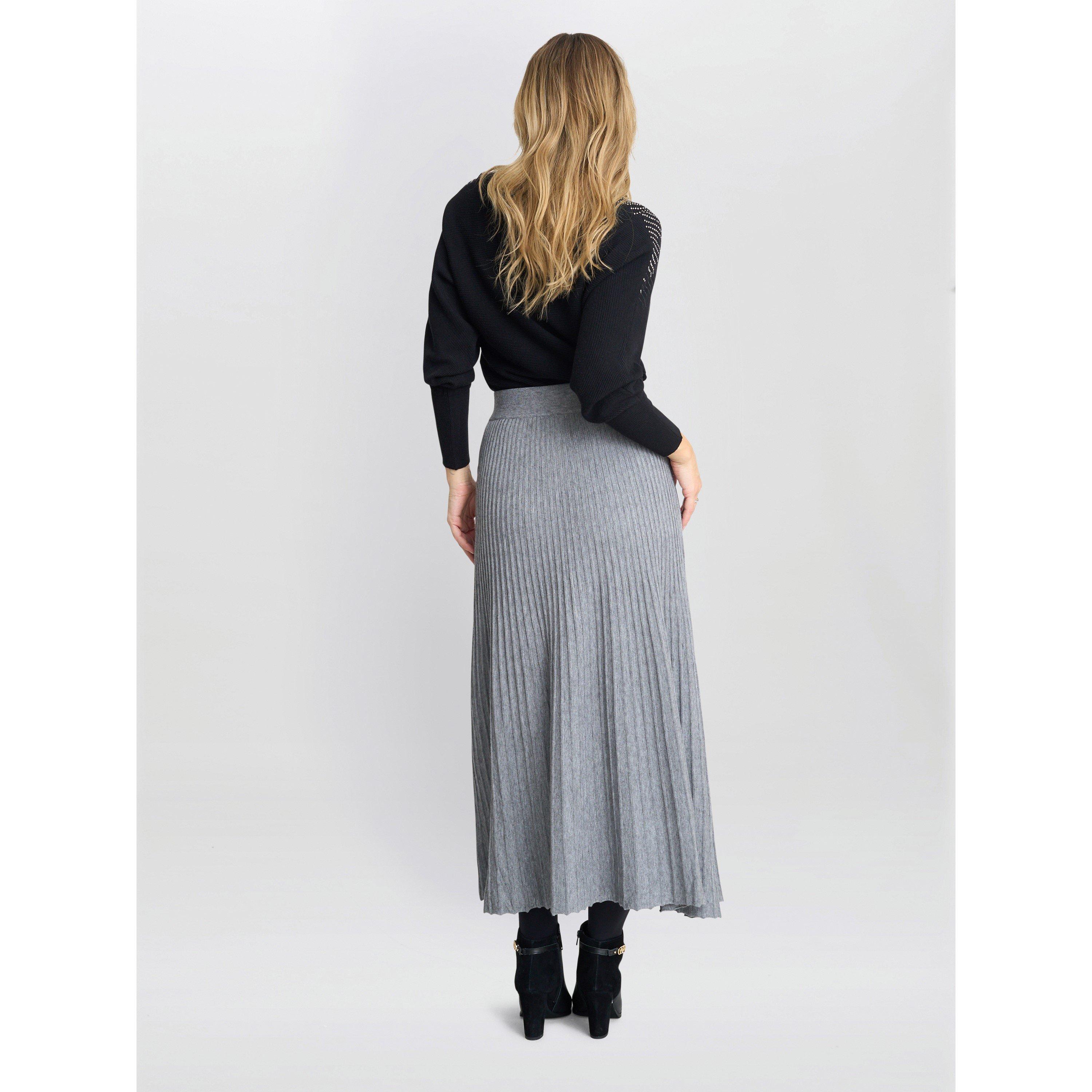 Grey - Gina Bacconi - Women's Filomena Knitted A-Line Skirt - 2