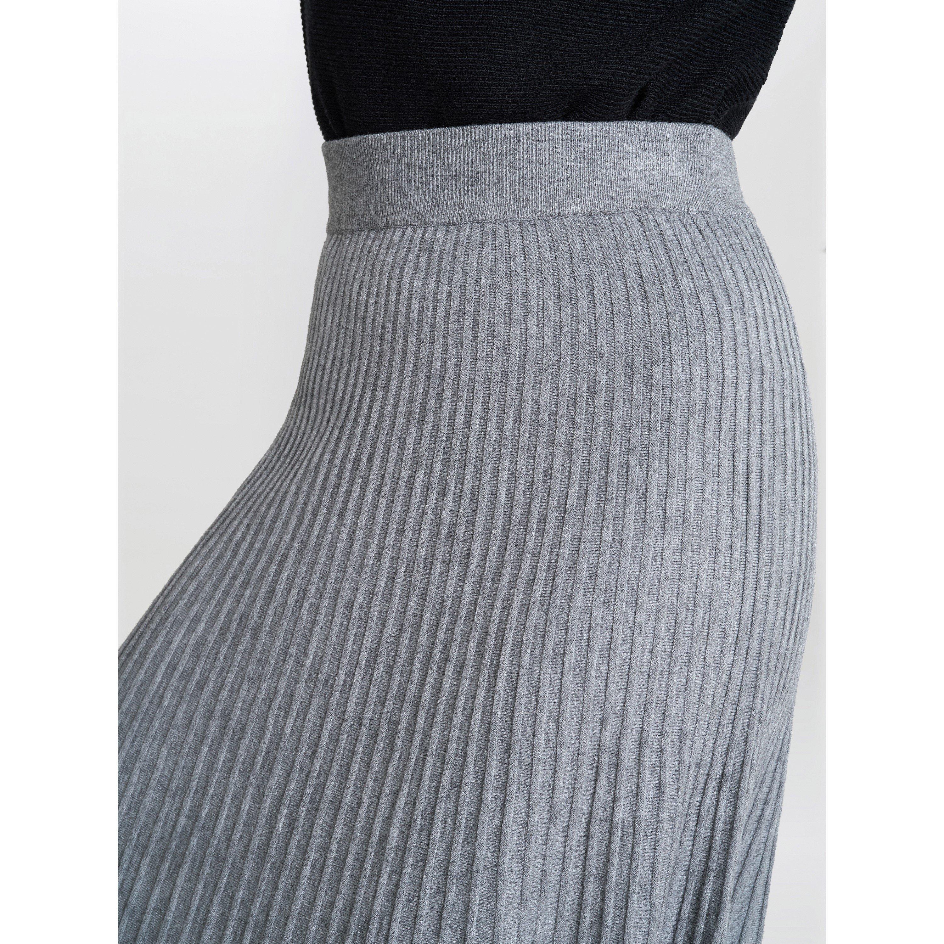Grey - Gina Bacconi - Women's Filomena Knitted A-Line Skirt - 5