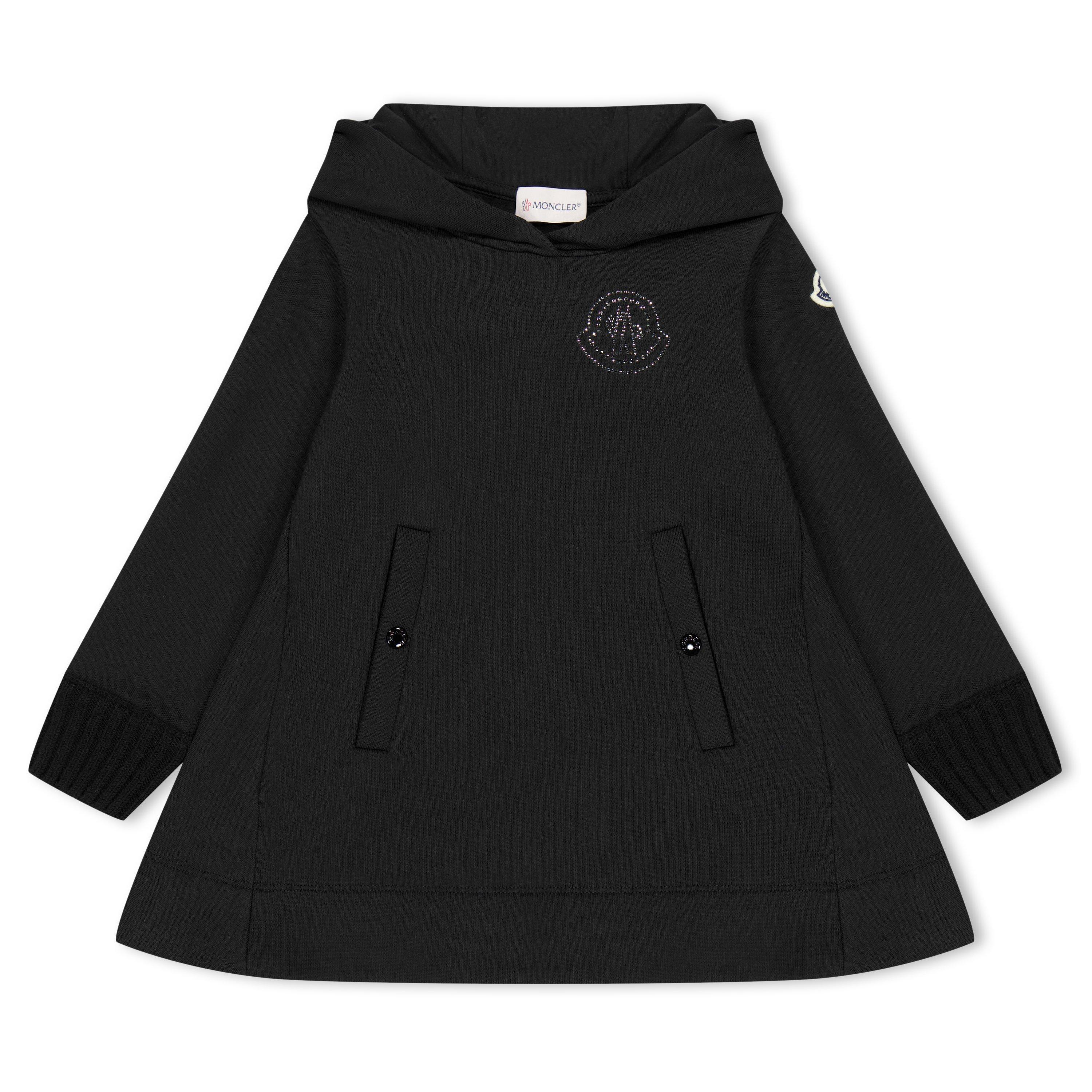Moncler Hooded Dress Juniors - Black 999 - Size 12Y